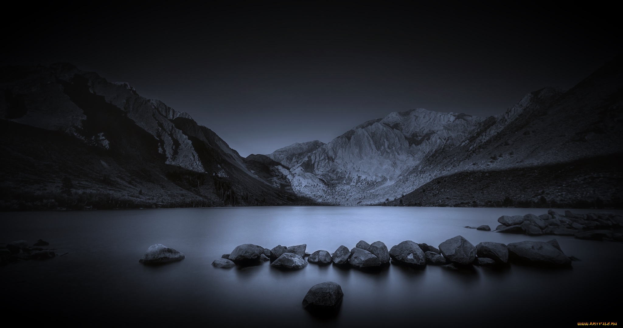 природа, реки, озера, озеро, горы, ночь