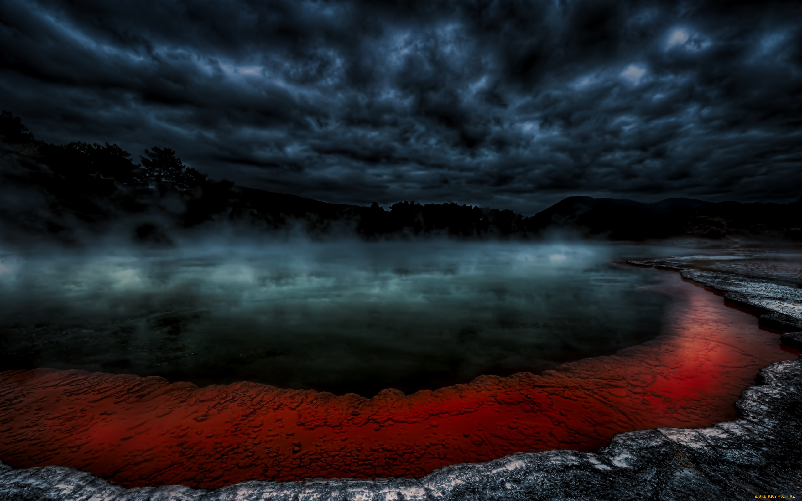 природа, побережье, море, ночь