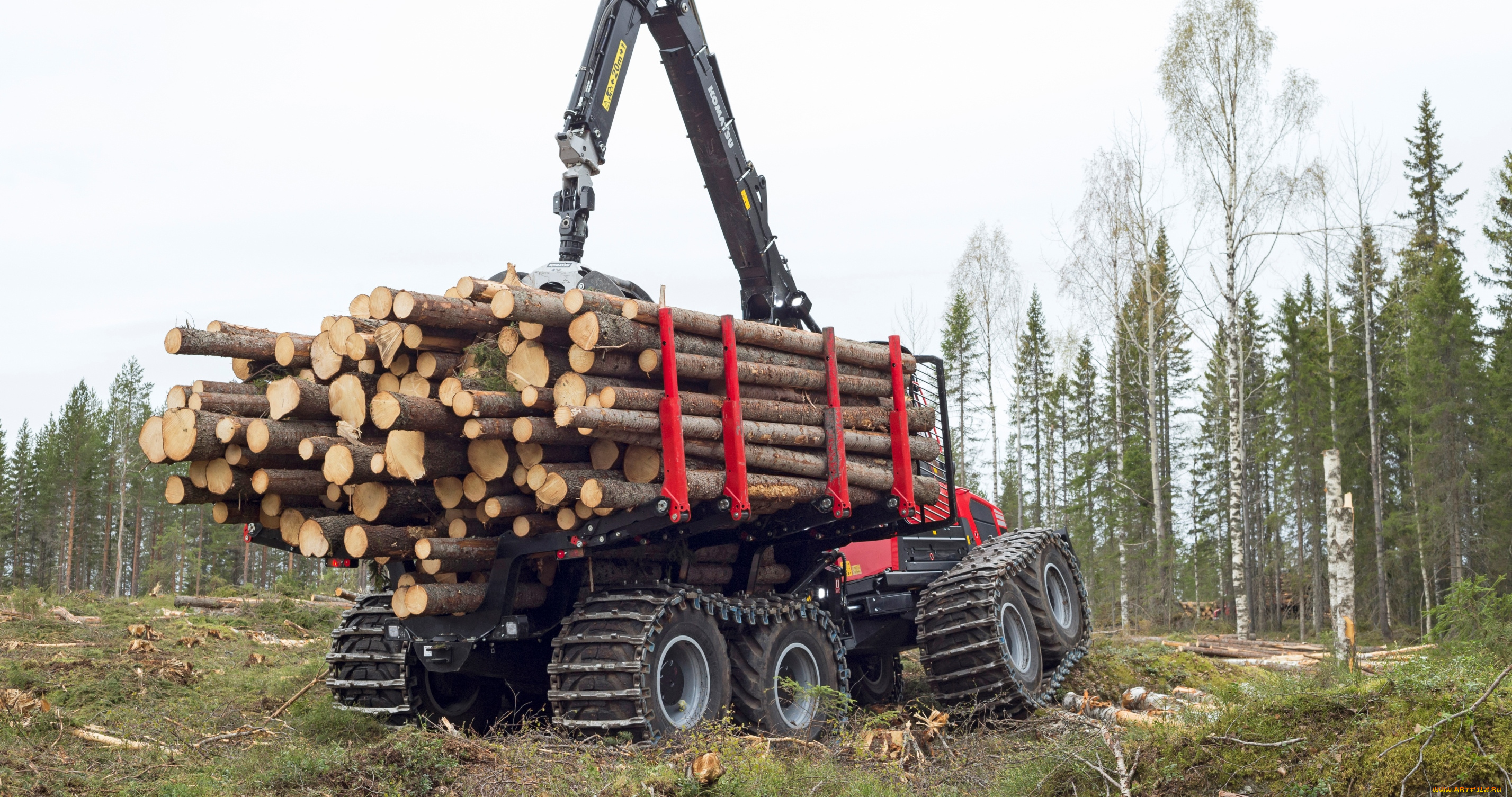 техника, лесоповалочная, техника, komatsu