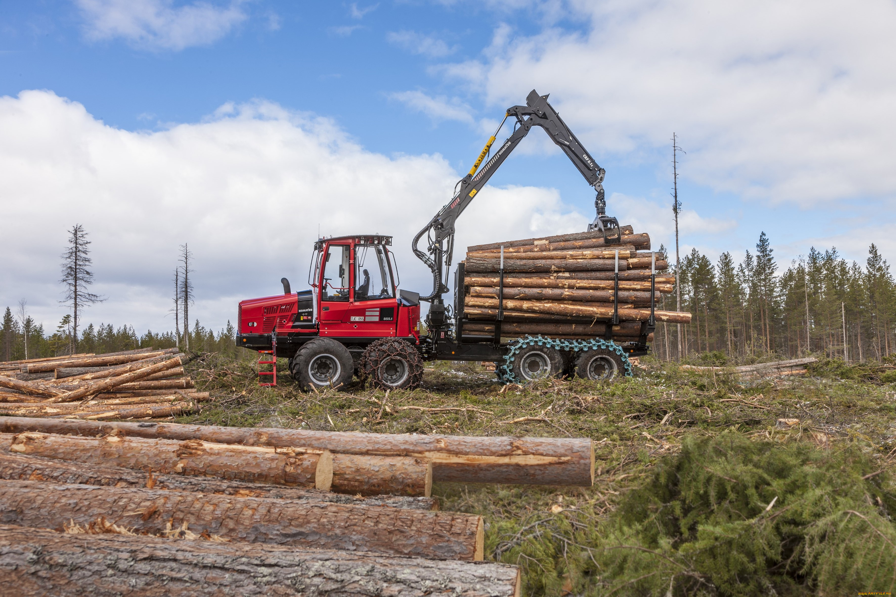 техника, лесоповалочная, техника, komatsu