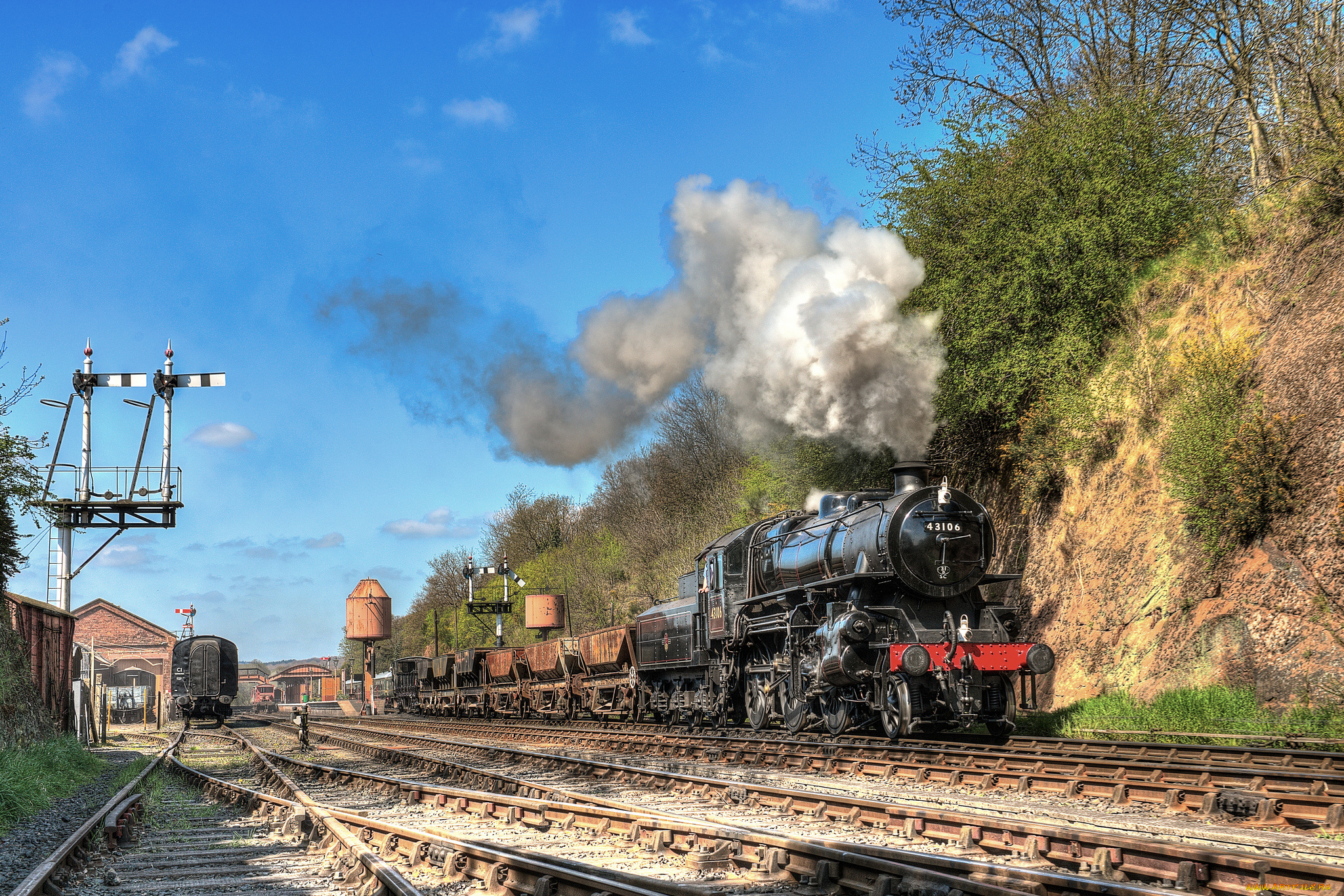 техника, паровозы, локомотив, состав