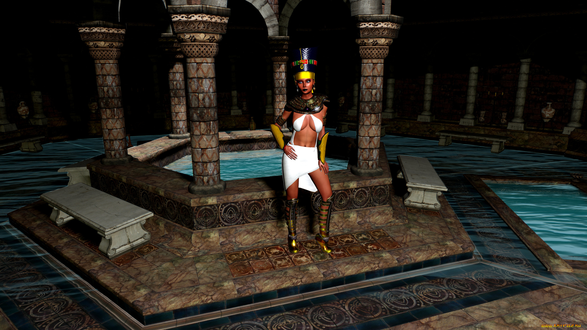 3д, графика, фантазия, , fantasy, фон, взгляд, девушка