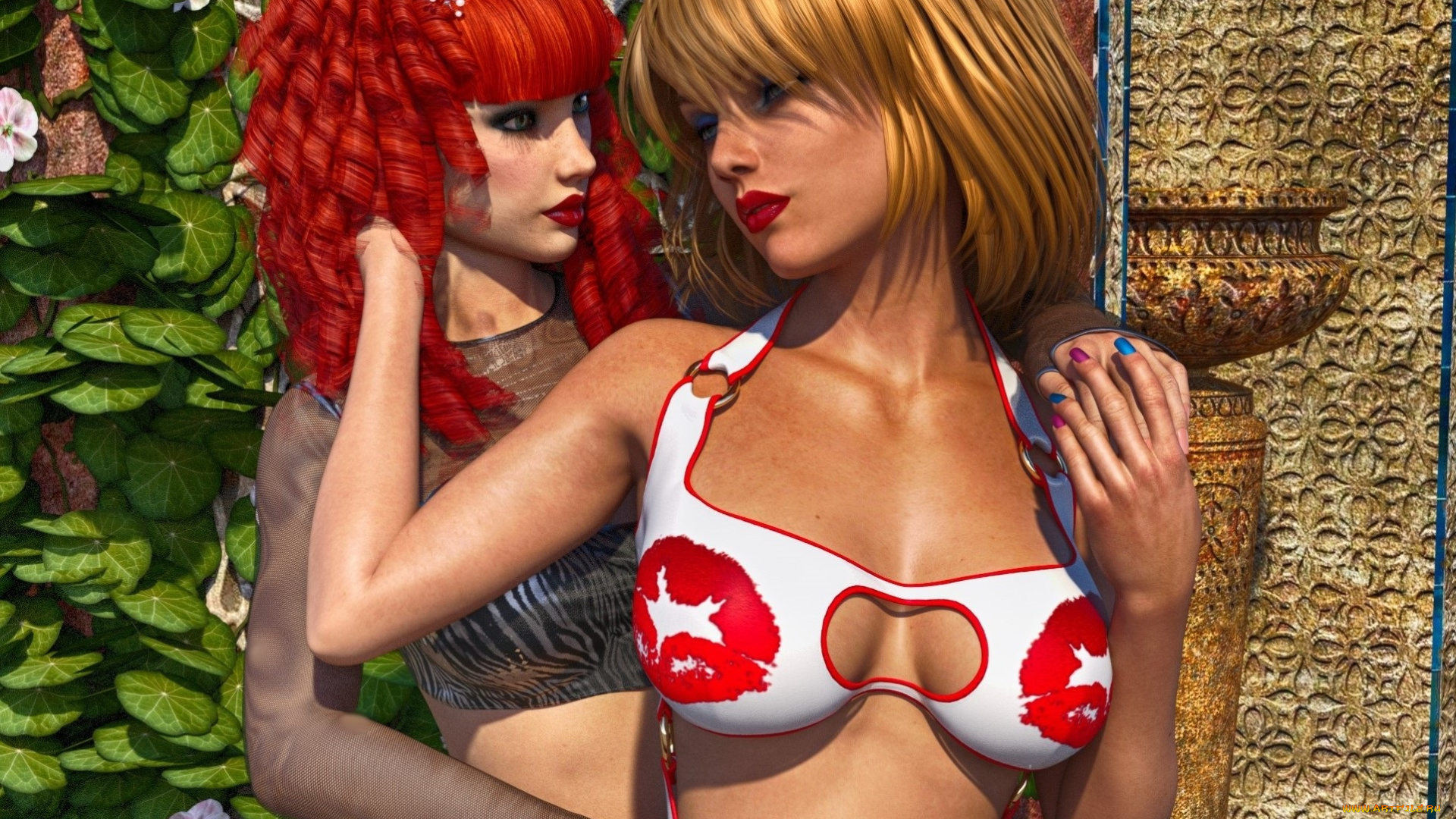 3д, графика, люди, , people, фон, взгляд, девушки