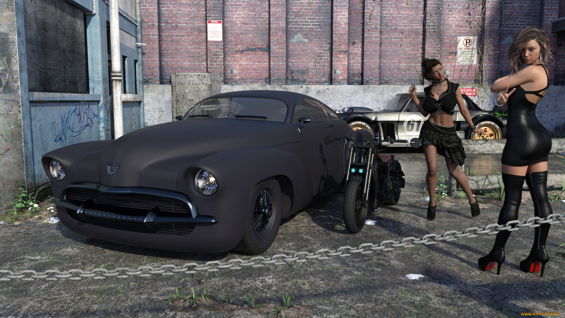 3д, графика, люди-авто, мото, , people-, car, , , moto, фон, взгляд, девушки