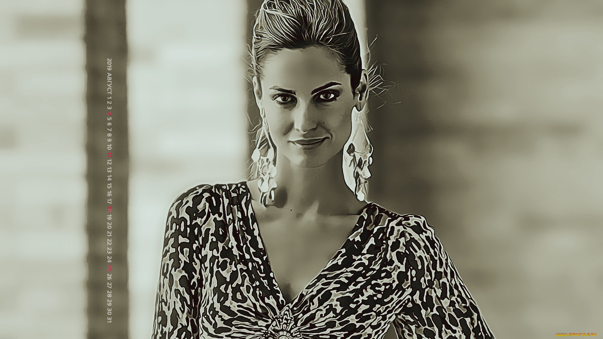 календари, компьютерный, дизайн, 2019, calendar, девушка, серьги, взгляд, женщина