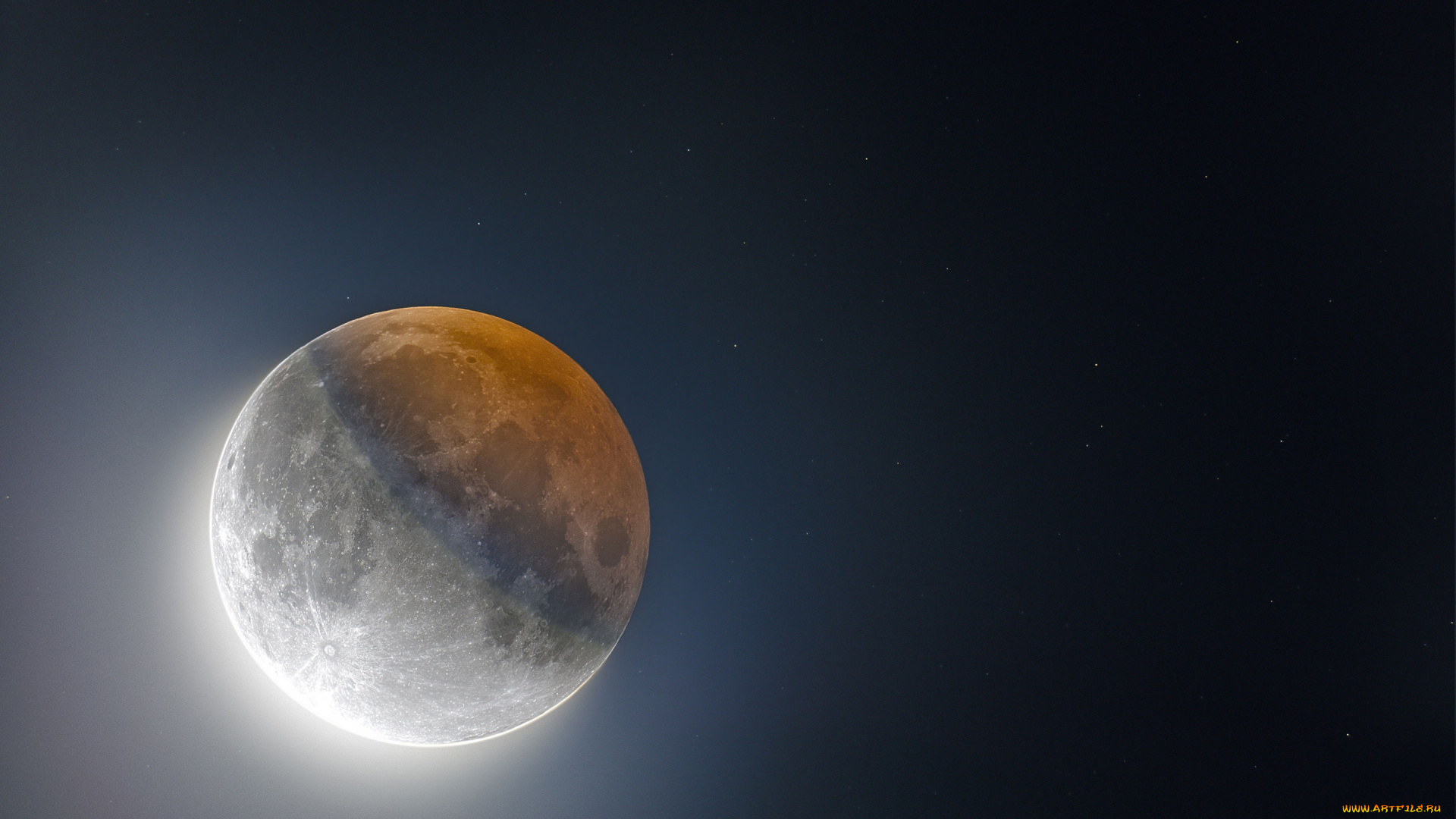 космос, луна, затмение
