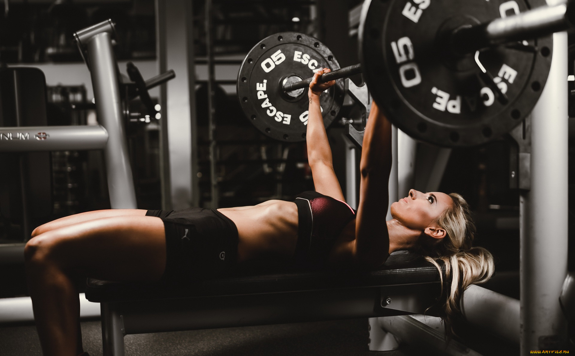 спорт, фитнес, фон, взгляд, девушка