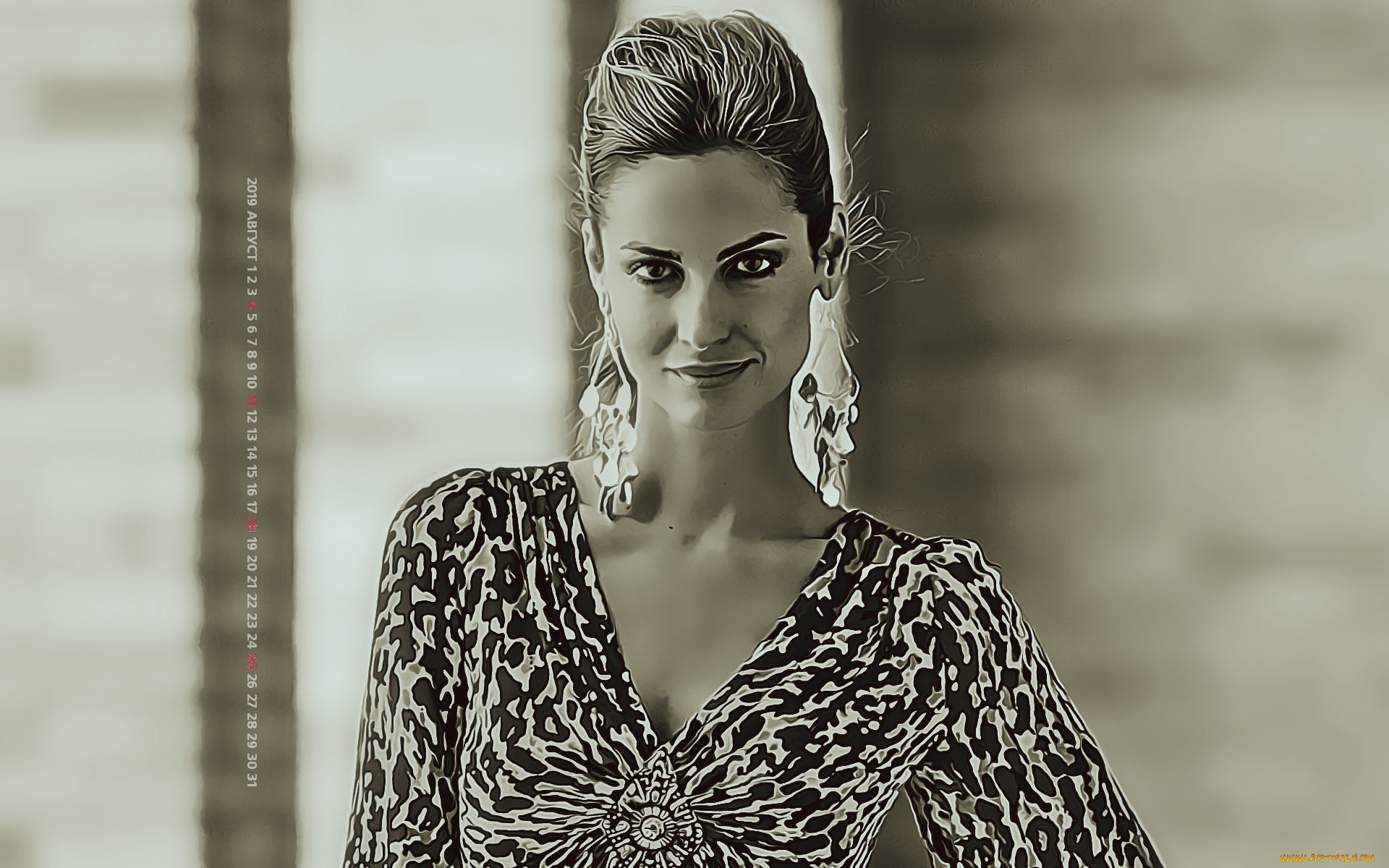 календари, компьютерный, дизайн, 2019, calendar, девушка, серьги, взгляд, женщина