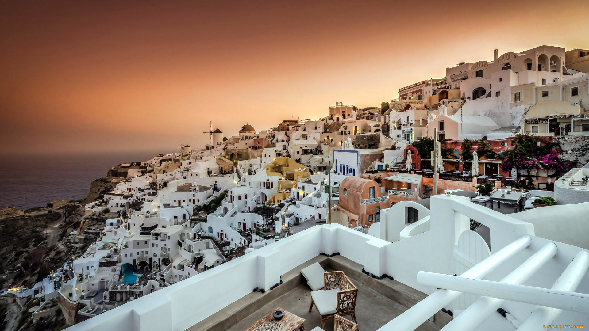 города, санторини, , греция, панорама