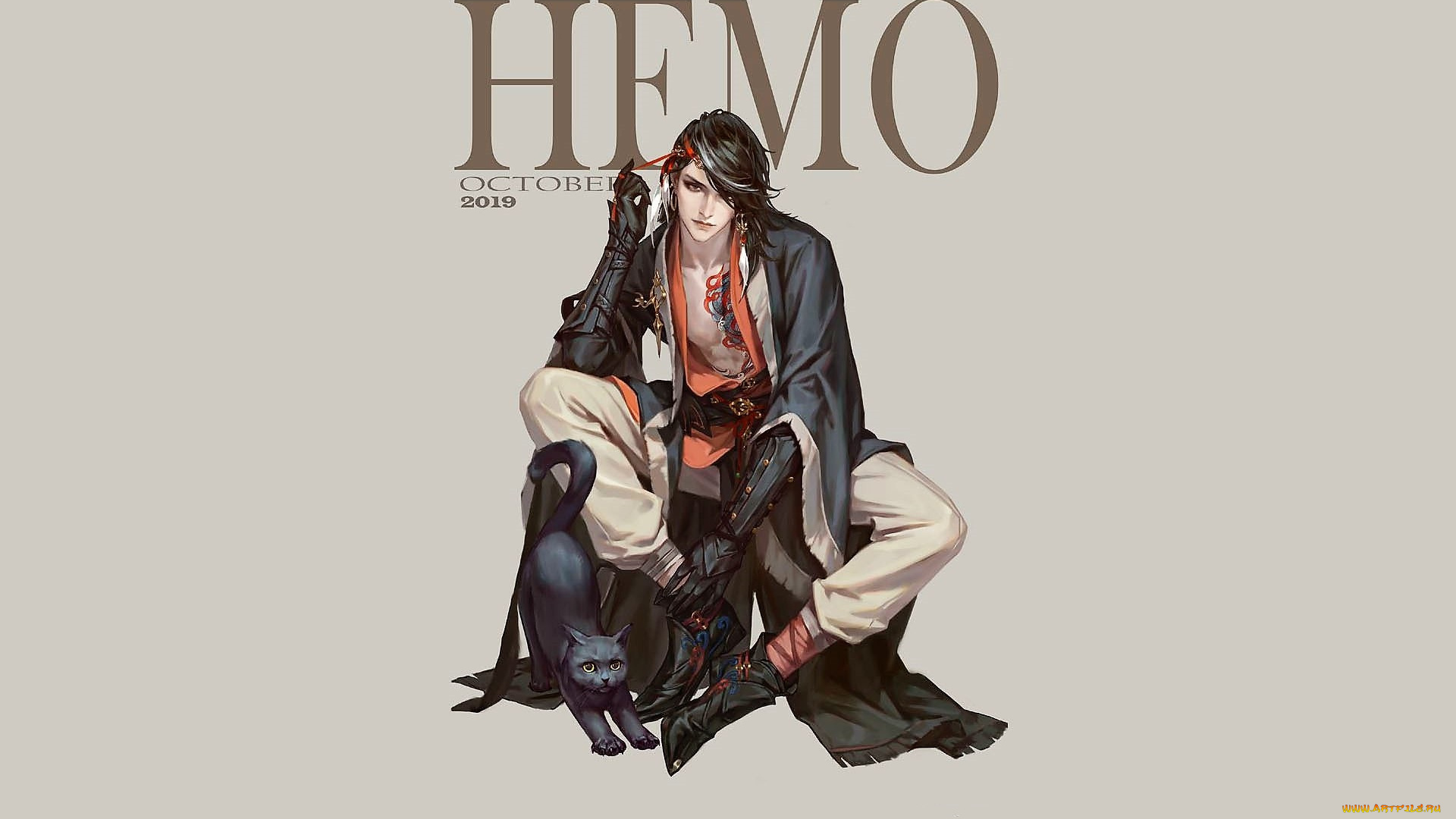 аниме, животные, , существа, парень, кот