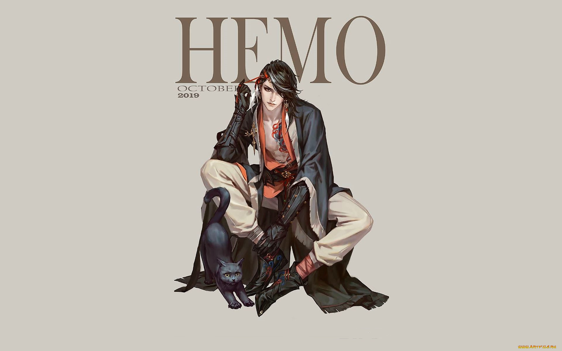 аниме, животные, , существа, парень, кот