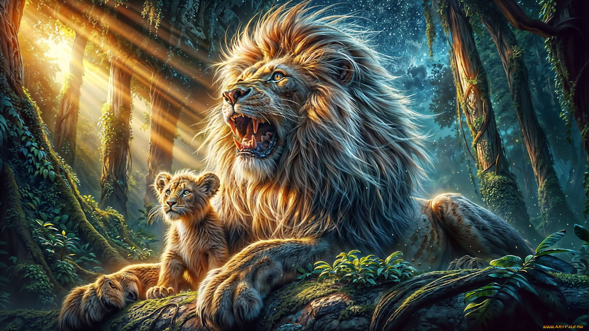 3д, графика, животные, , animals, лев, львёнок