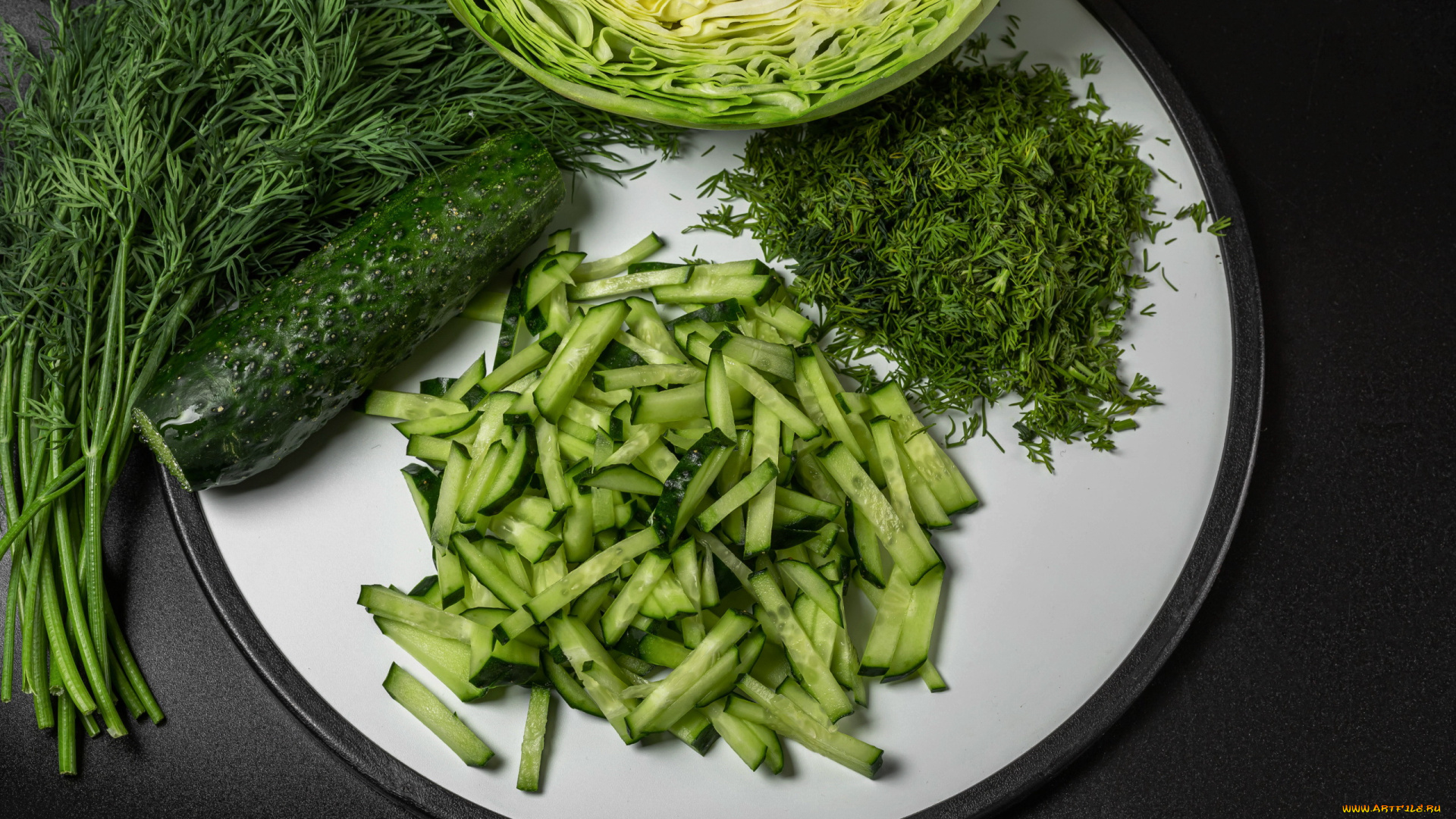 еда, овощи, белокочанная, капуста, огурец, укроп