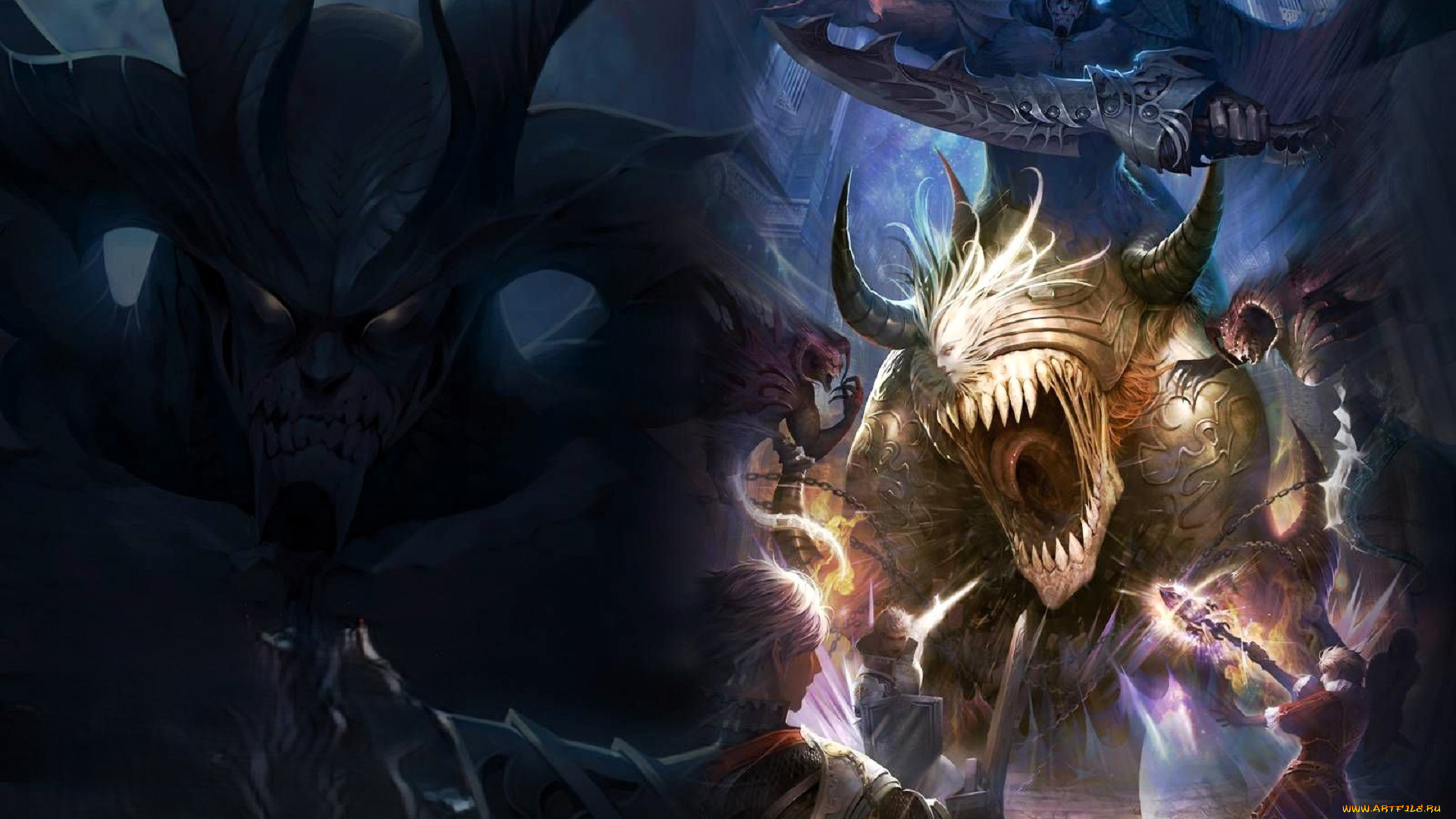 видео, игры, lineage, ii, , the, chaotic, chronicle, персонажи, люди, демоны, бой