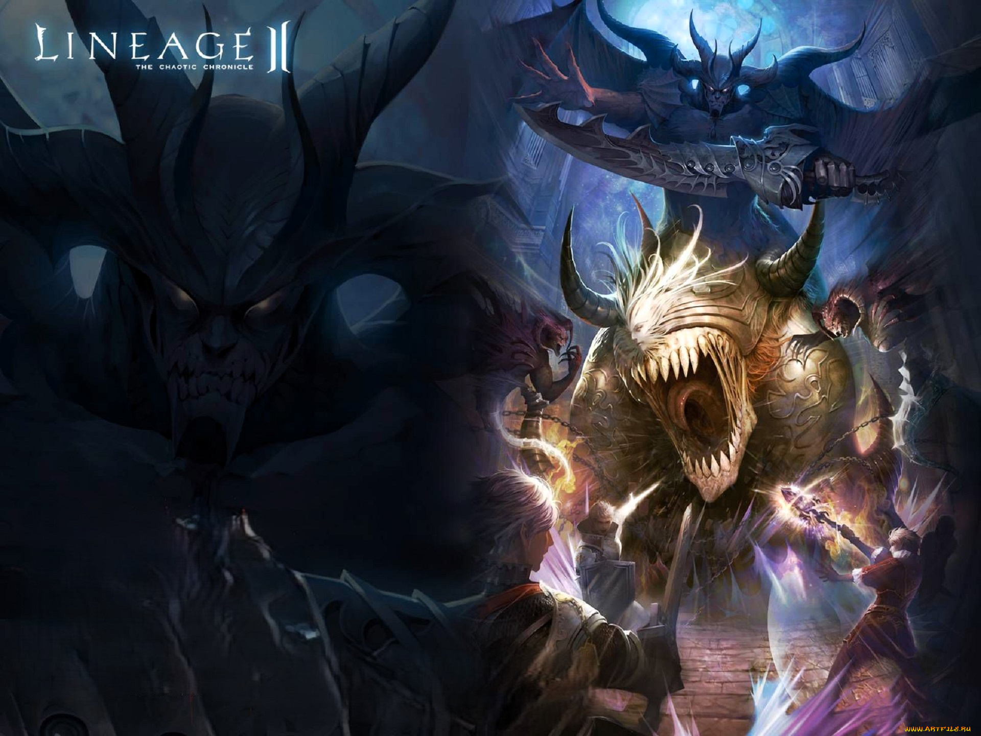 видео, игры, lineage, ii, , the, chaotic, chronicle, персонажи, люди, демоны, бой