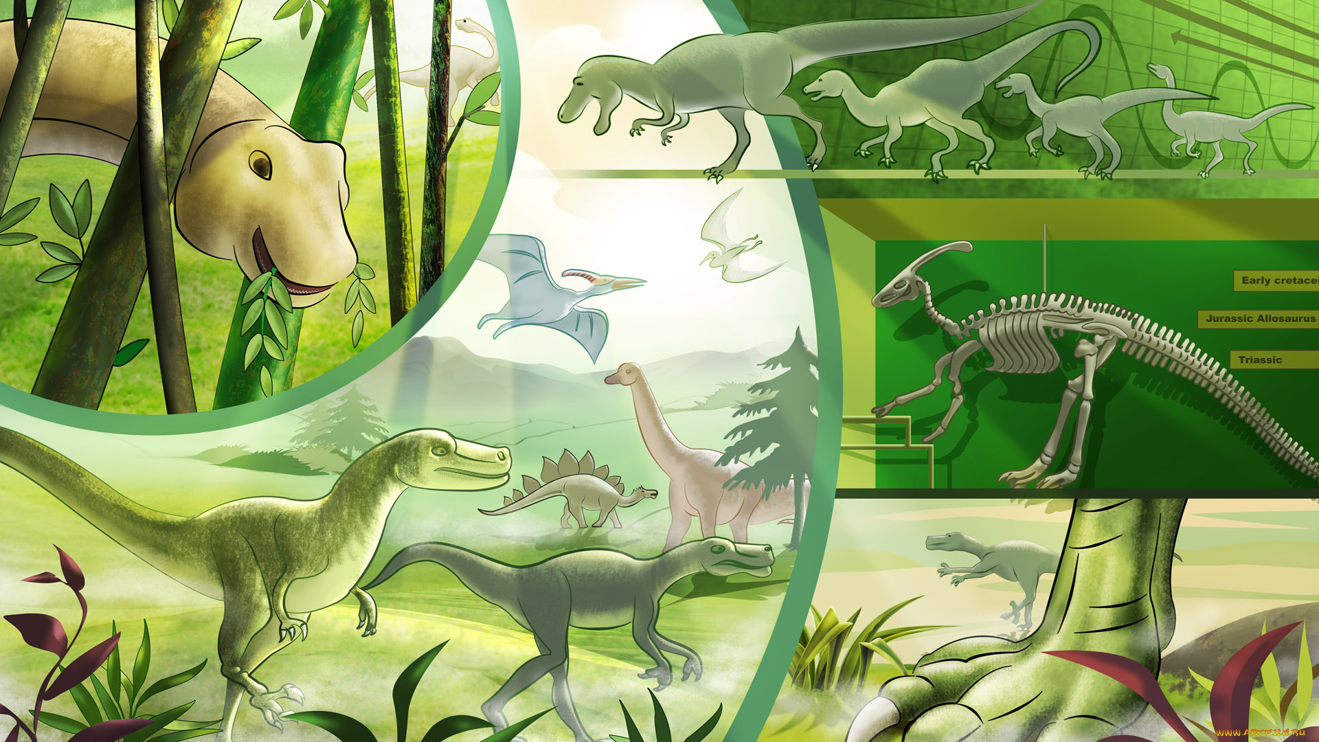 рисованные, животные, доисторические