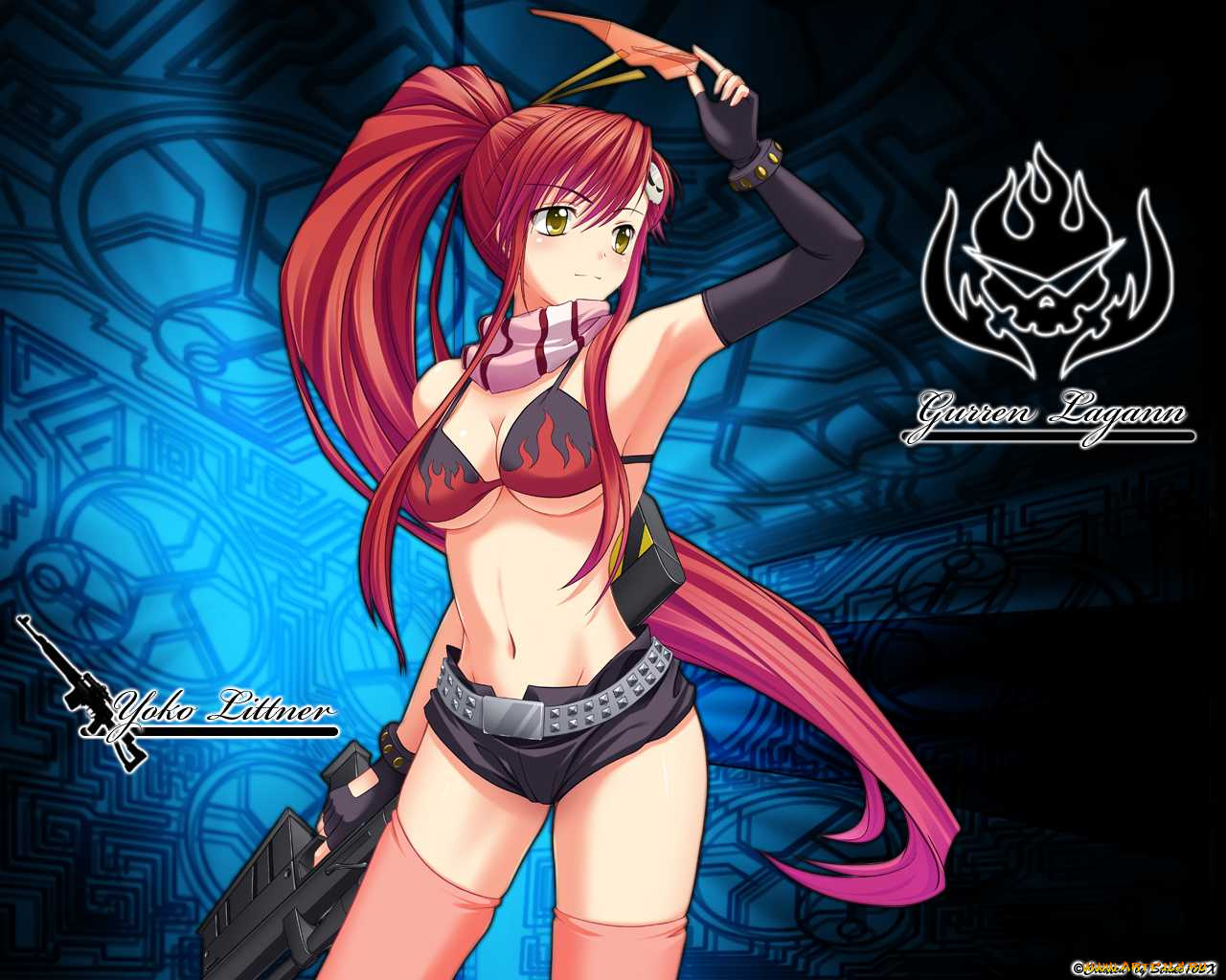 аниме, tengen, toppa, gurren, lagann, yoko, littner
