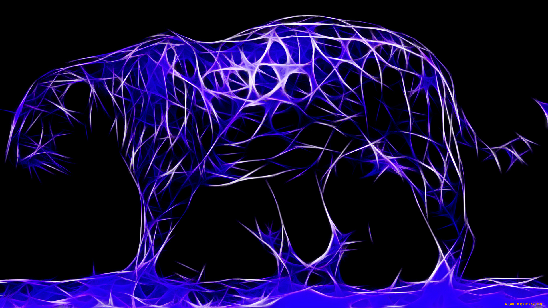 3д, графика, animals, животные, фрактал, тигр