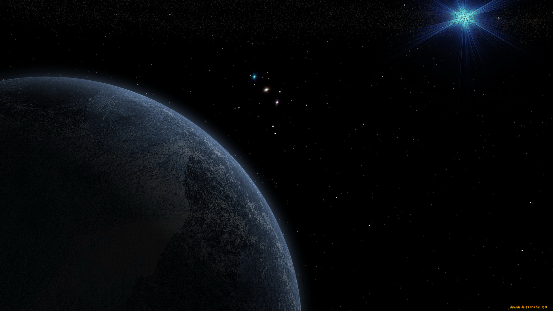 космос, арт, планета, звёзды