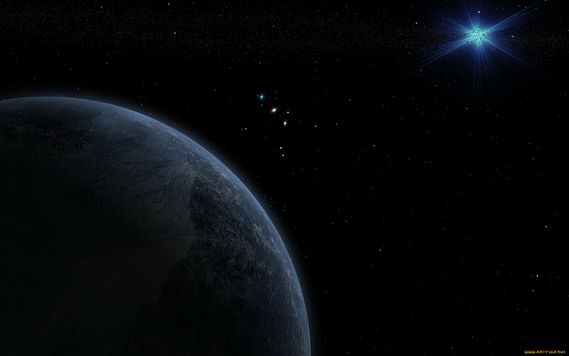 космос, арт, планета, звёзды