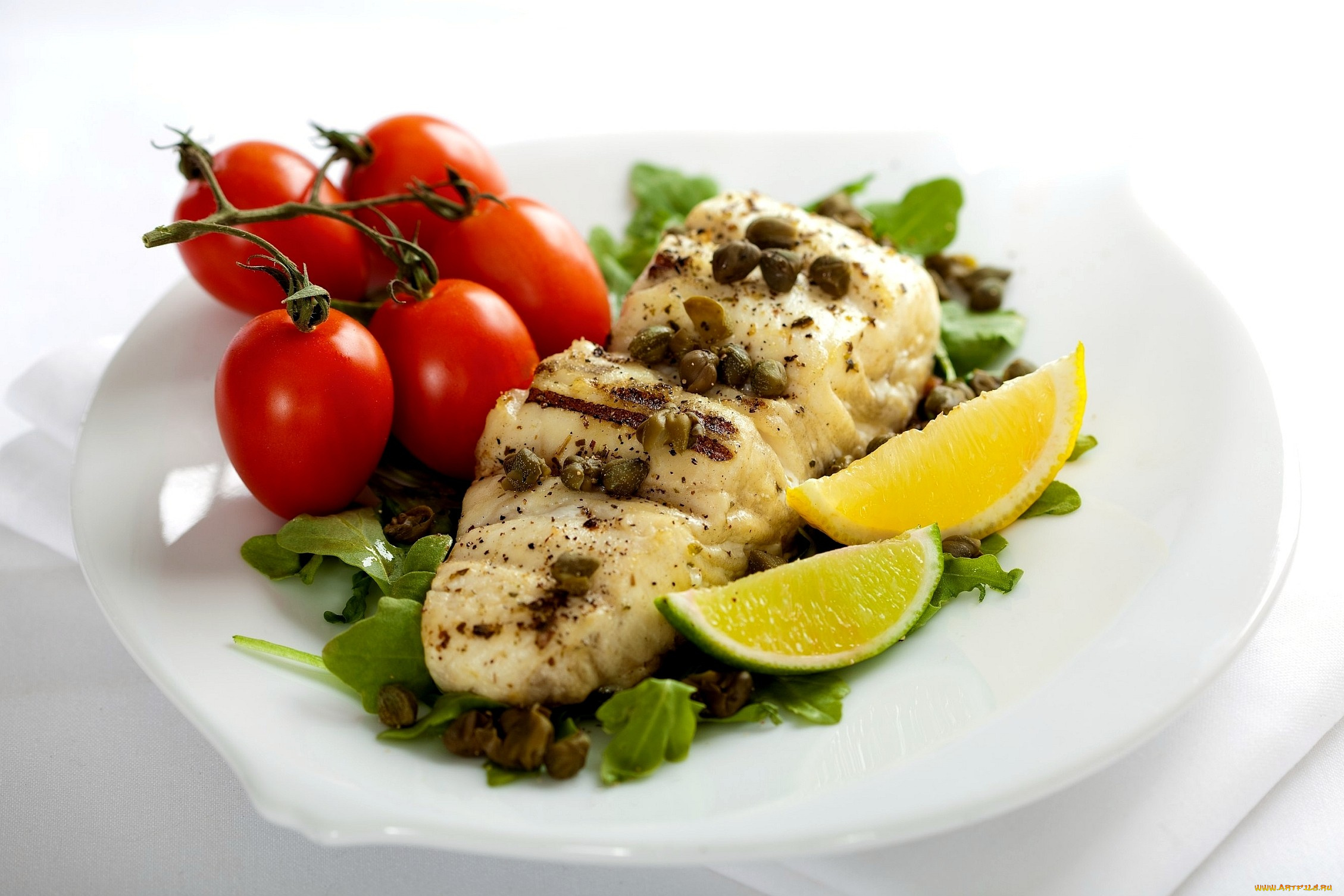 еда, рыбные, блюда, морепродуктами, филе, рыбы, помидоры, специи, лимон, томаты