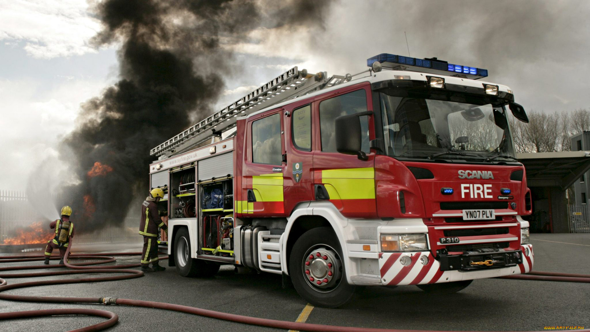 автомобили, пожарные, машины, scania