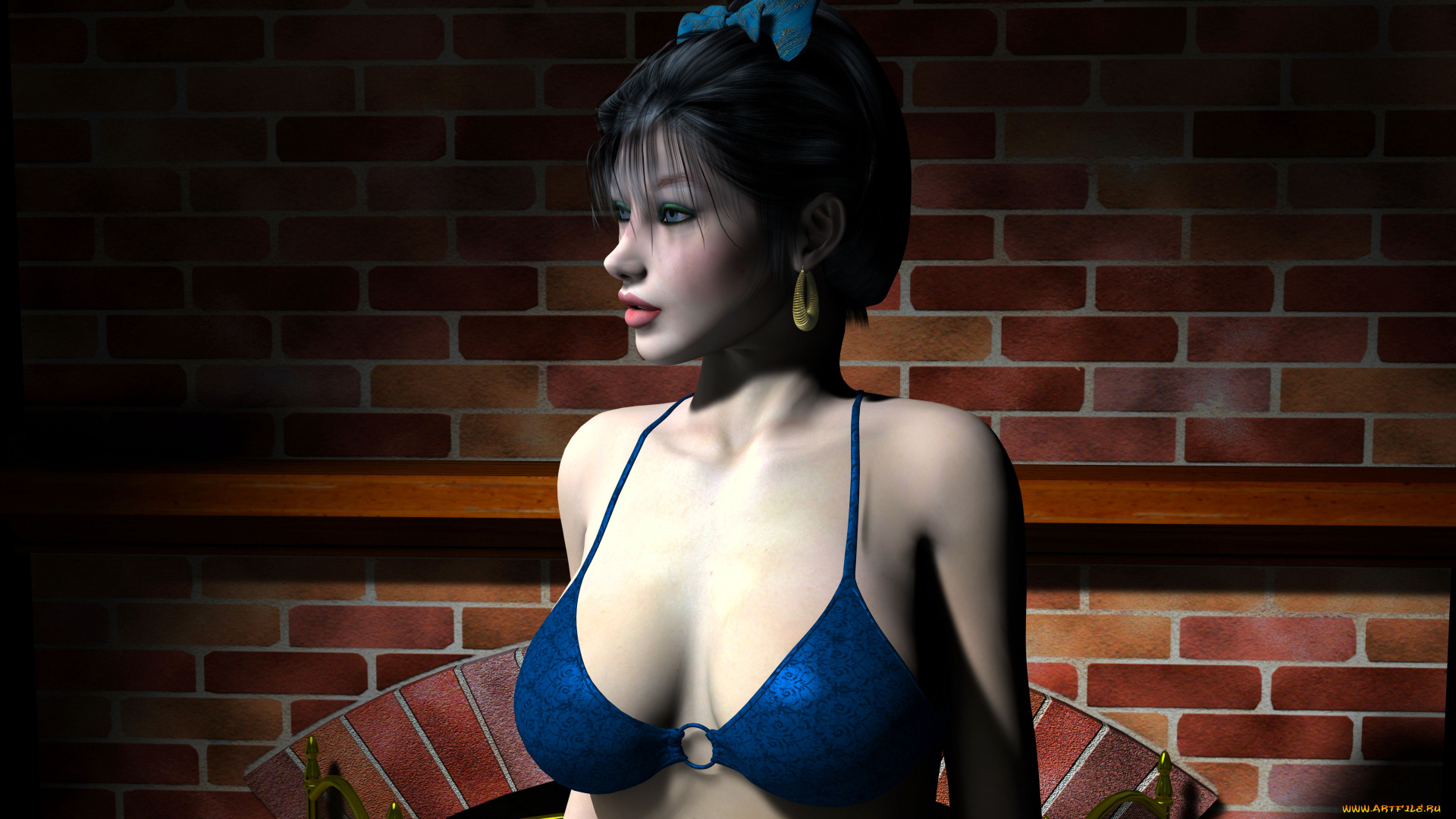 3д, графика, people, люди, взгляд, лифчик