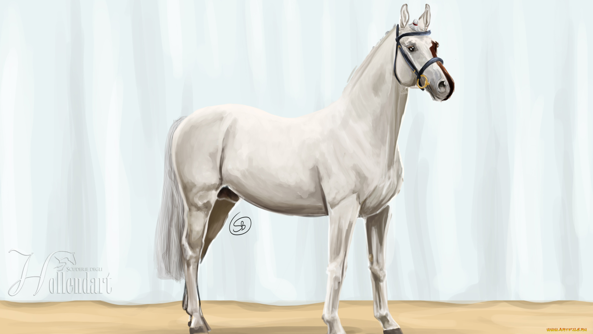 рисованные, животные, лошади, лошадь