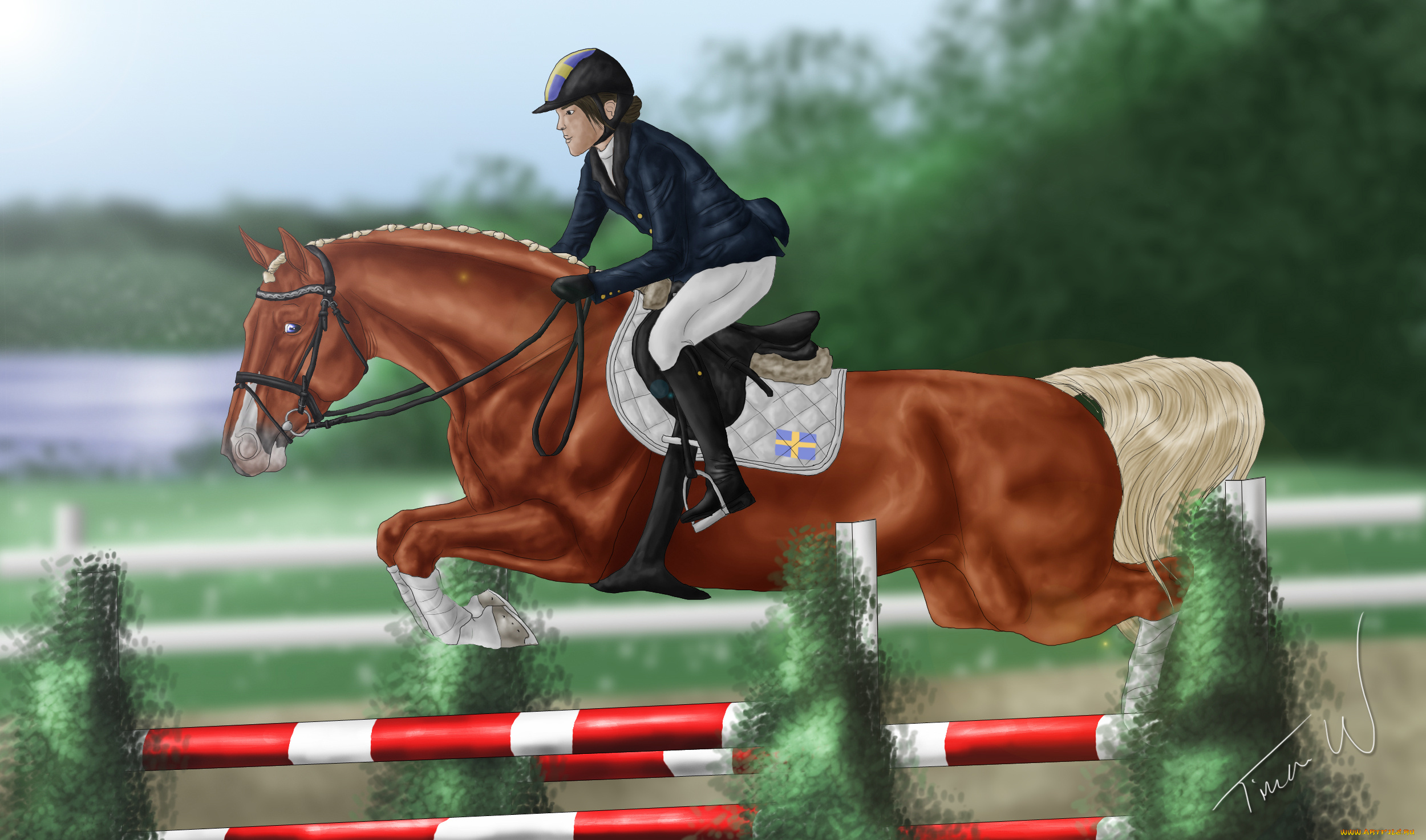 рисованные, животные, лошади, лошадь