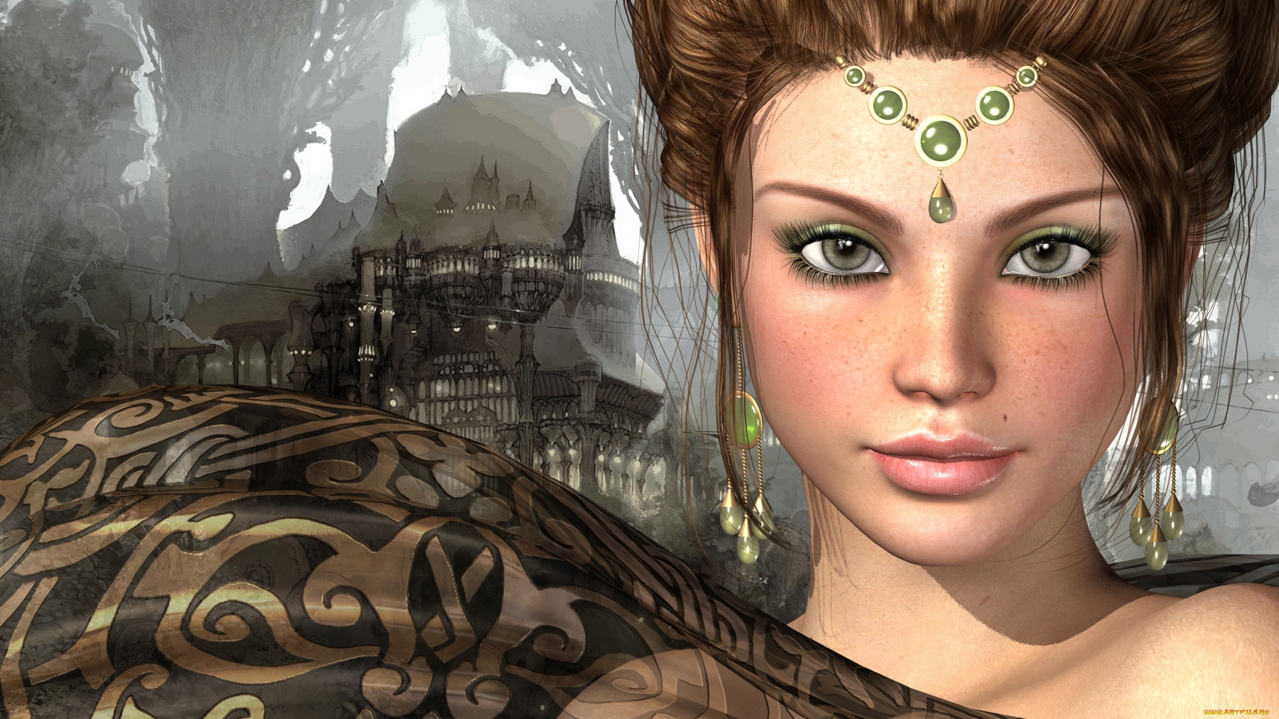 3д, графика, fantasy, фантазия, замок