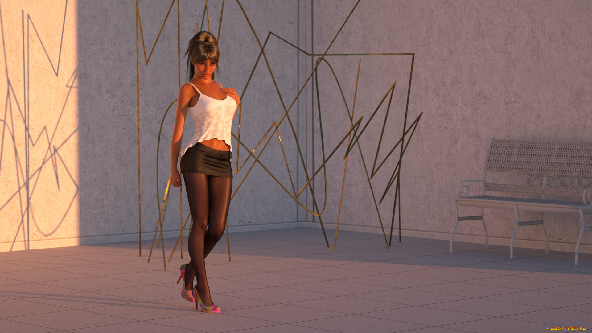 3д, графика, люди, , people, комната, взгляд, девушка