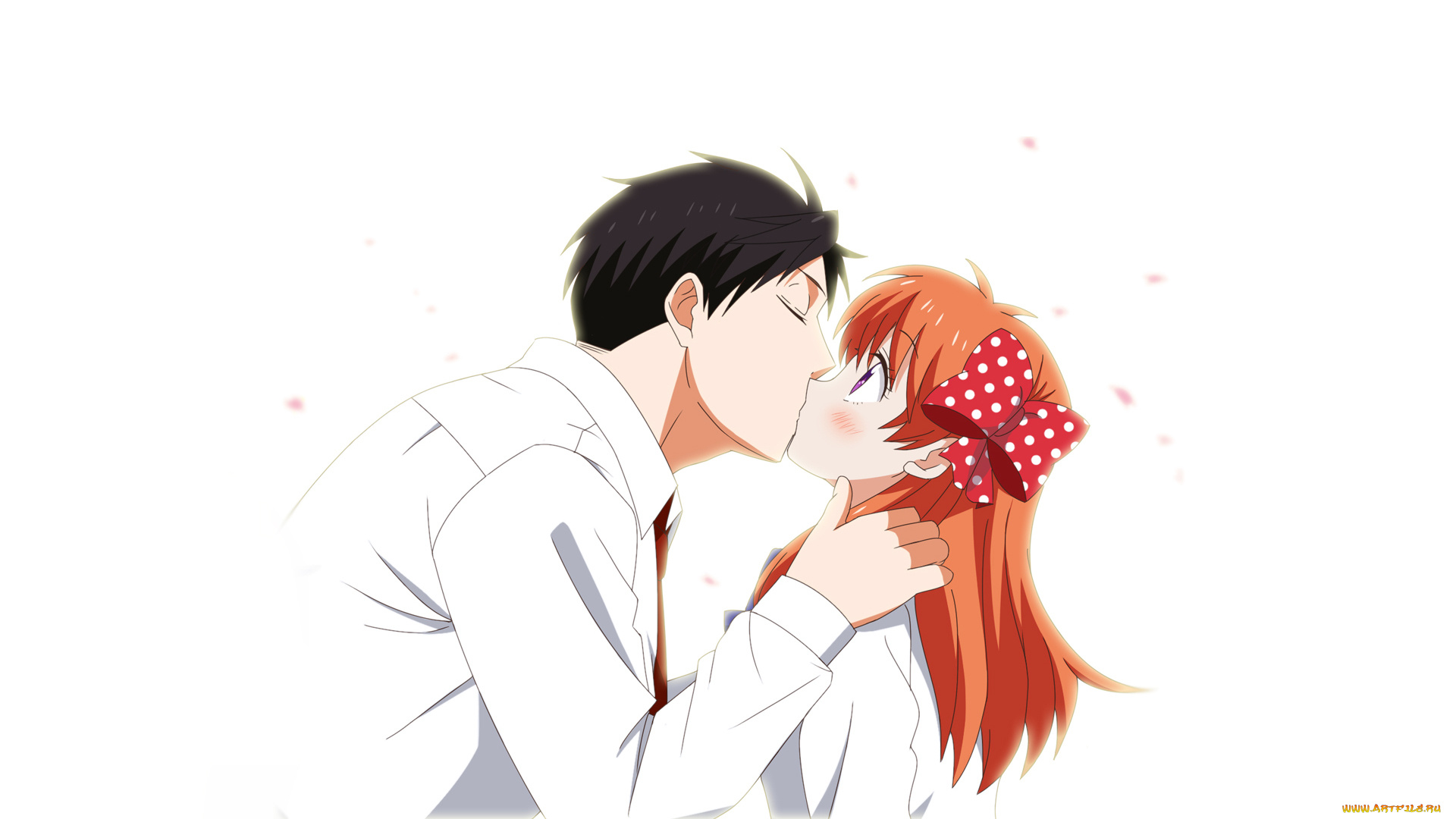 аниме, gekkan, shoujo, nozaki-kun, nozaki, umetarou, gekkan, shoujo, nozaki-kun, арт, поцелуй, двое, парень, девушка, sakura, chiyo