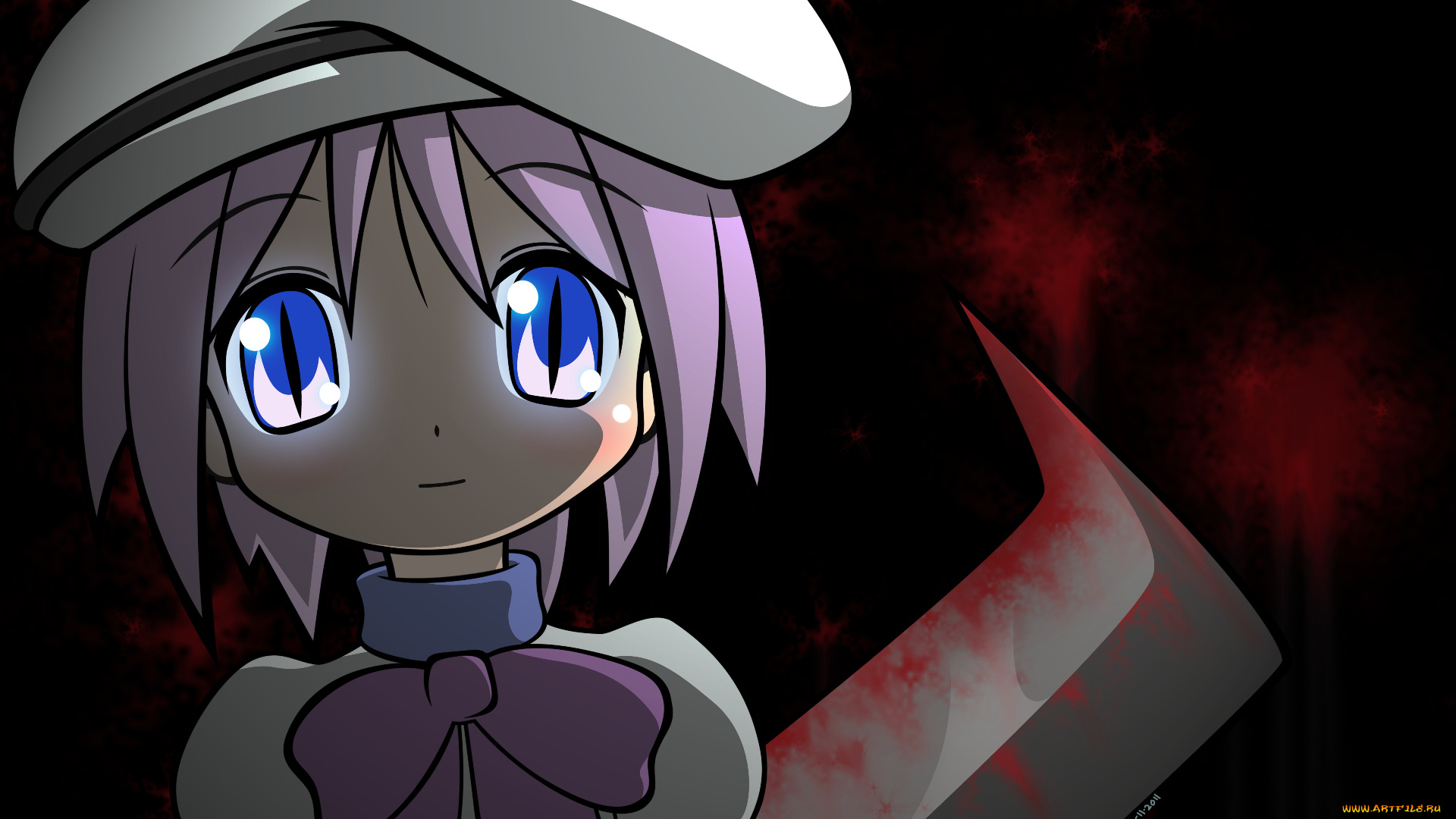 аниме, higurashi, no, naku, koro, ni, higurashi, no, naku, koro, ni, rena, ryuuguu, кровь, нож, девушка