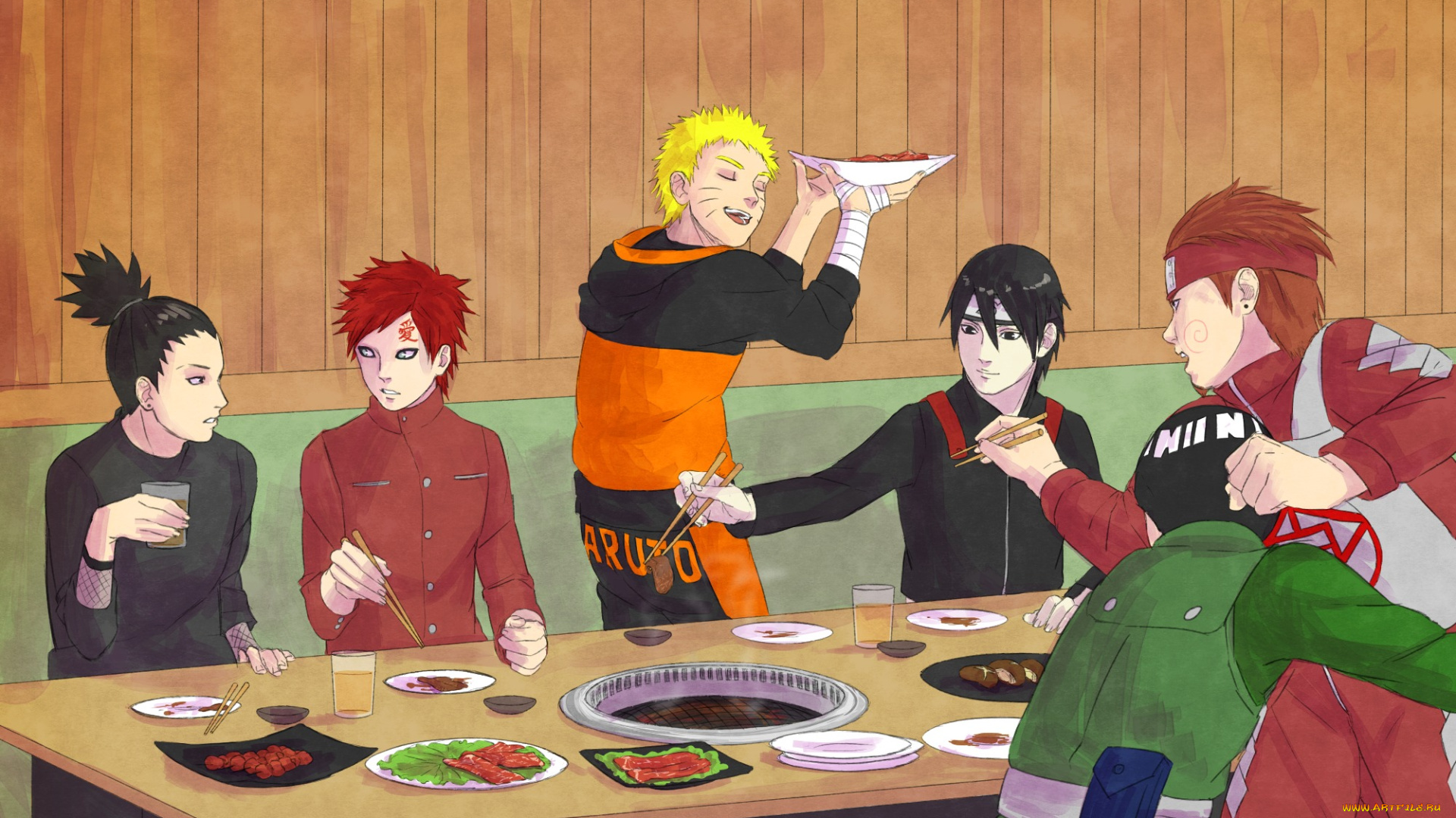 аниме, naruto, shikamaru, art, rock, lee, choji, last, movie, sai, uzumaki, gaara