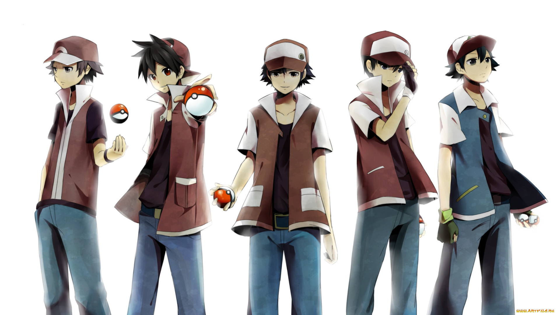 аниме, pokemon, покемон, белый, фон, кетчум, эш, парни, арт