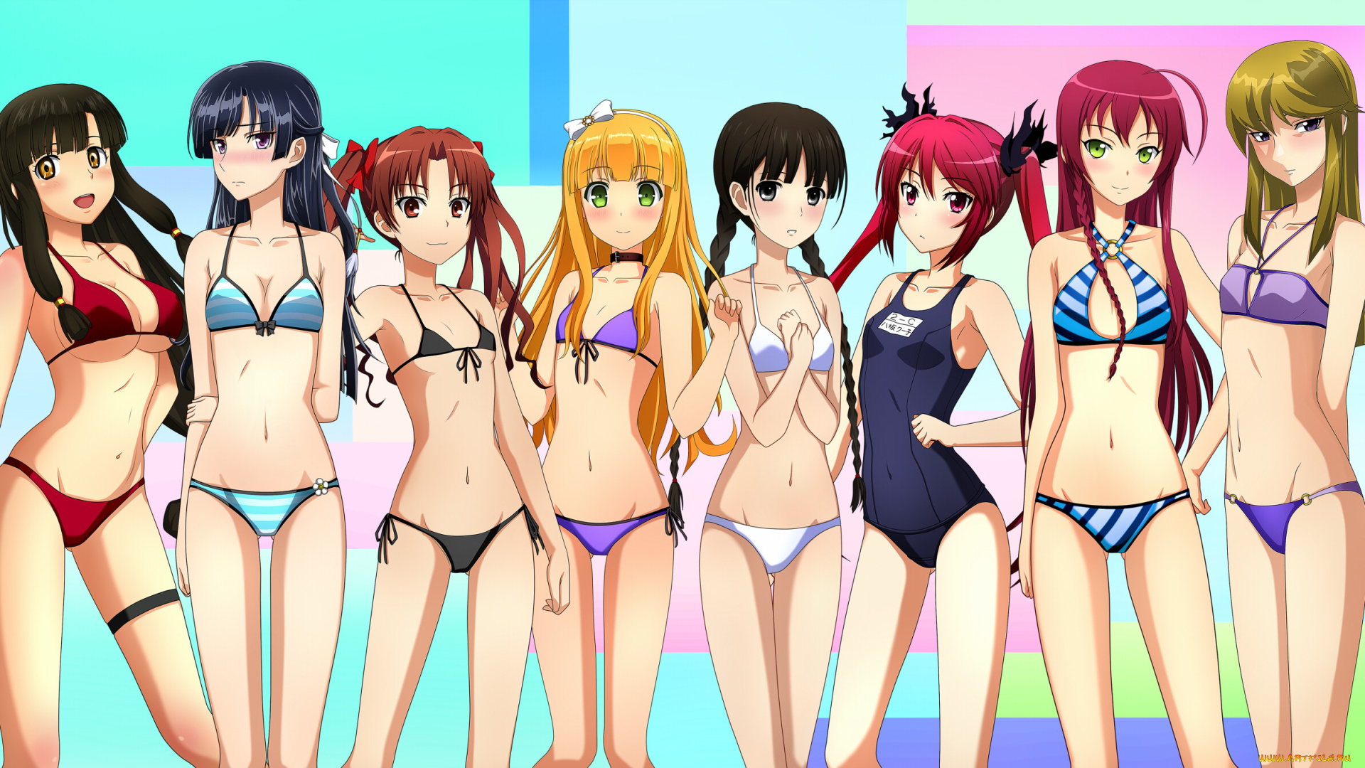 аниме, *unknown, , другое, арт, купальники, девушки, разные