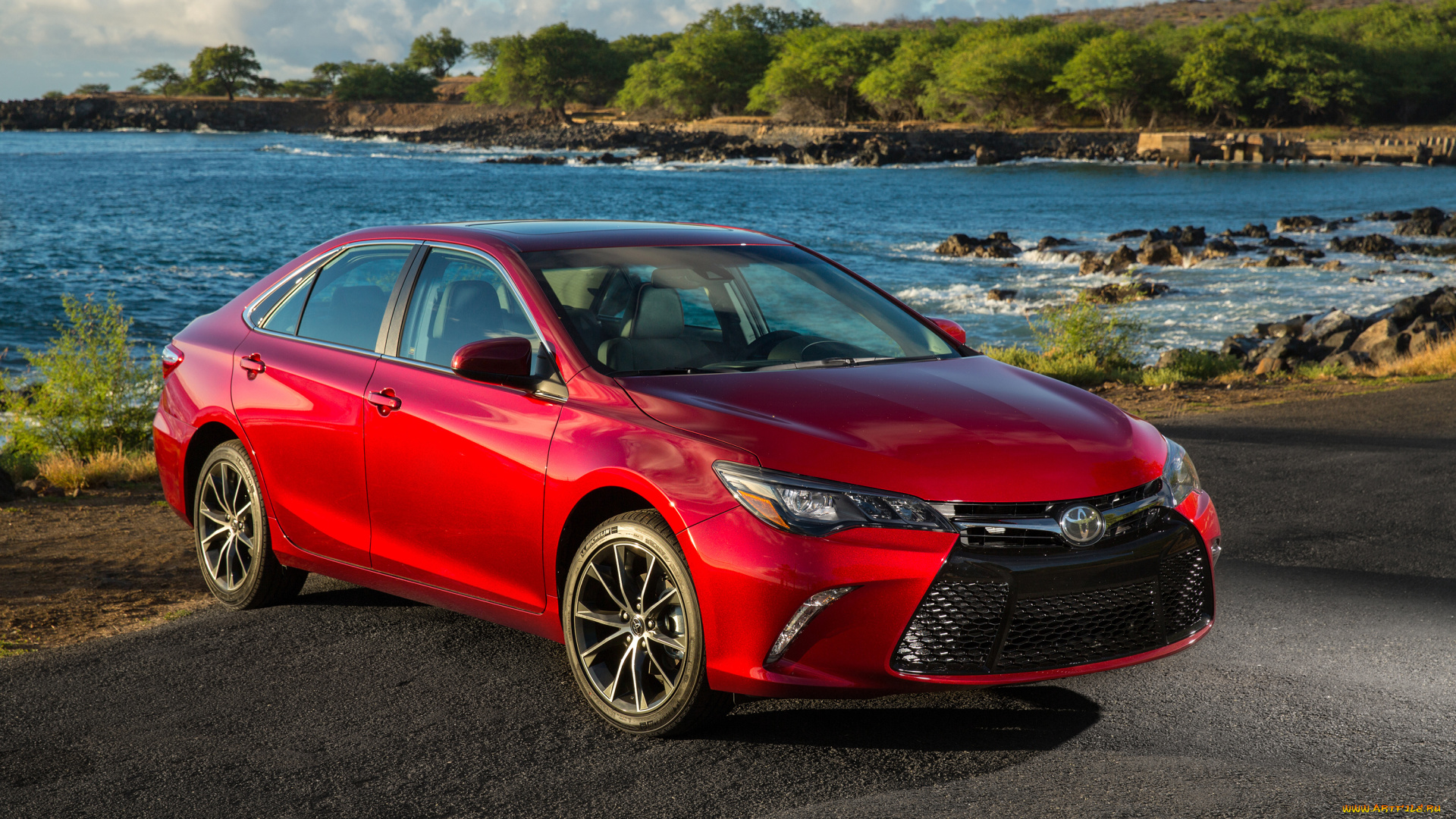 автомобили, toyota, xse, красный, camry, 2015, г