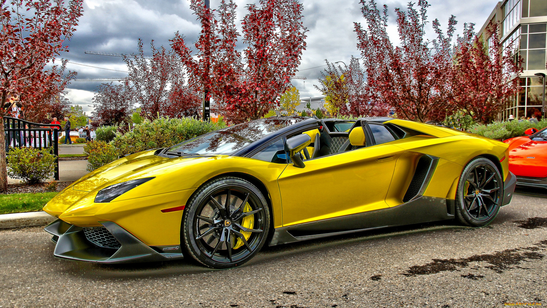 lamborghini, автомобили, выставки, и, уличные, фото, ламорджини, желтый