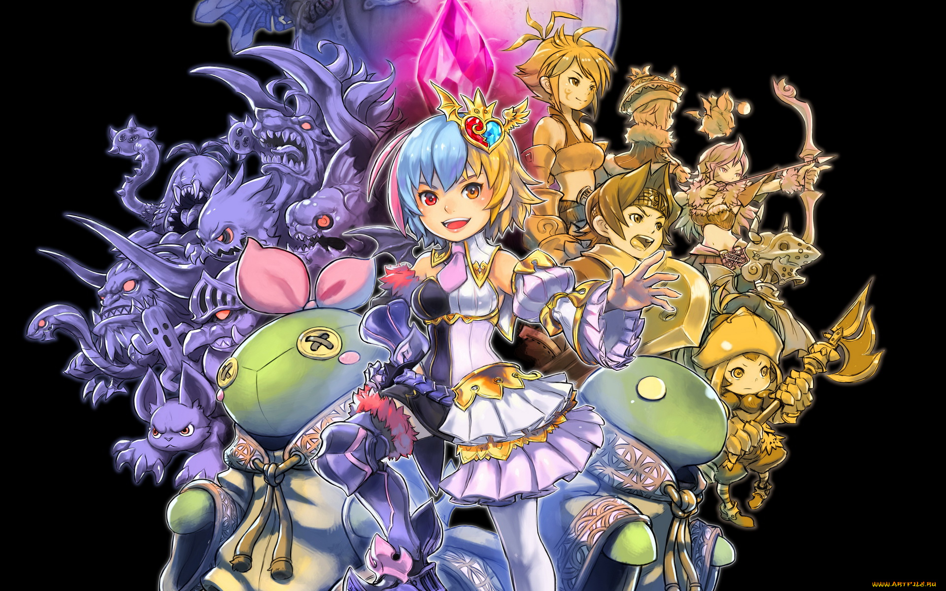 аниме, final, fantasy, девушка, арт, final, fantasy, монстры