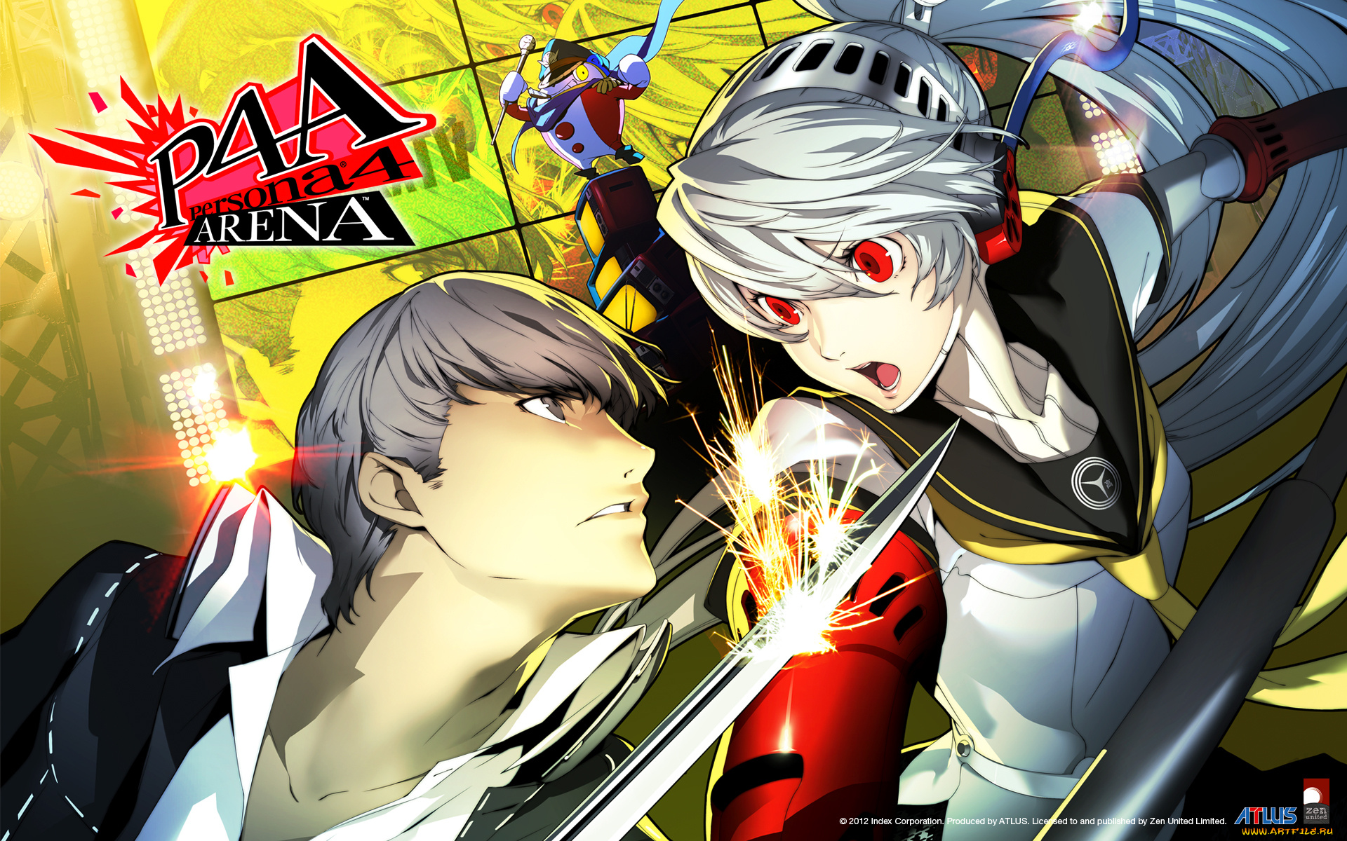 аниме, persona, 4, labrys, девушка, парень, teddie, narukami, yuu