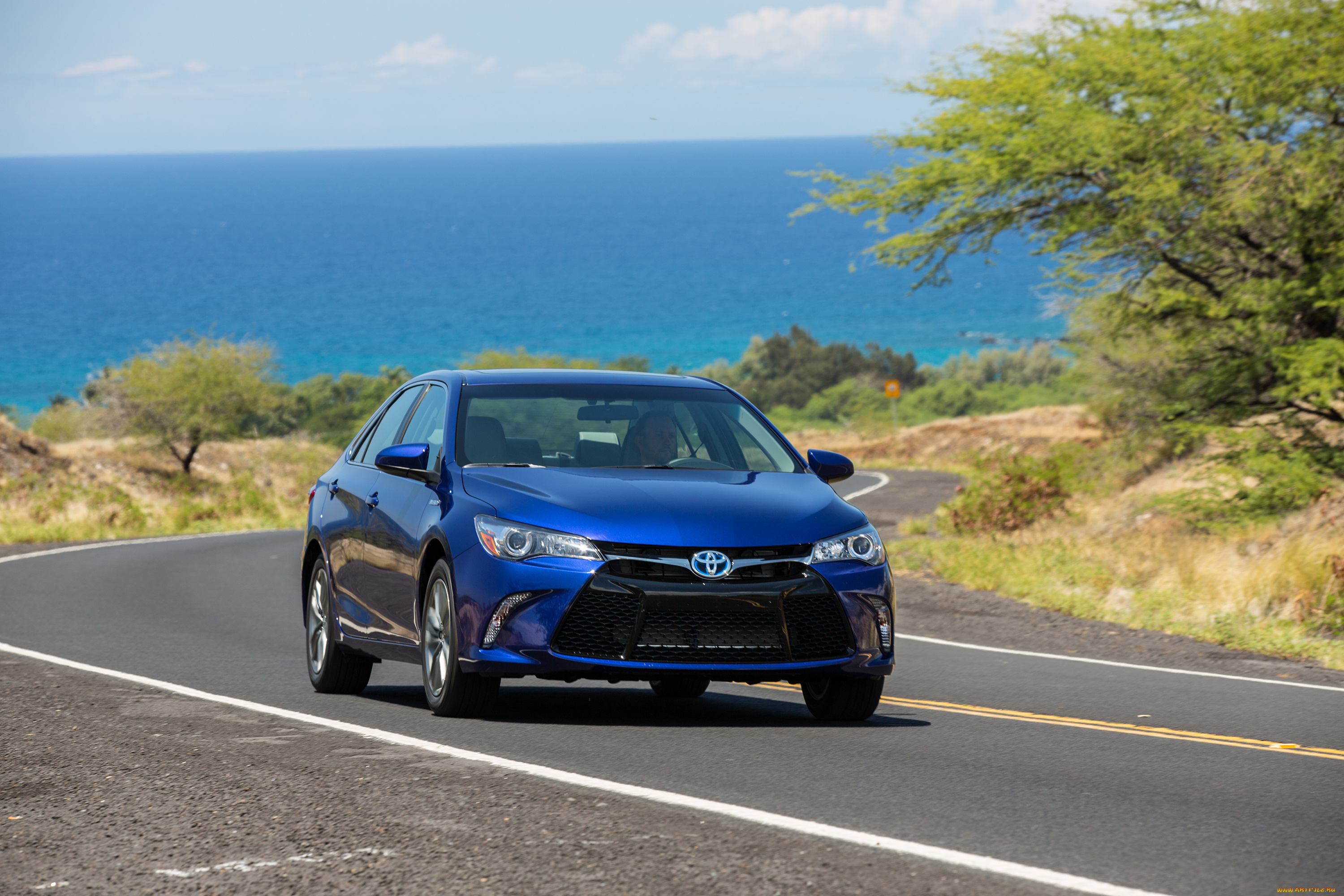 автомобили, toyota, se, hybrid, camry, 2015г, синий