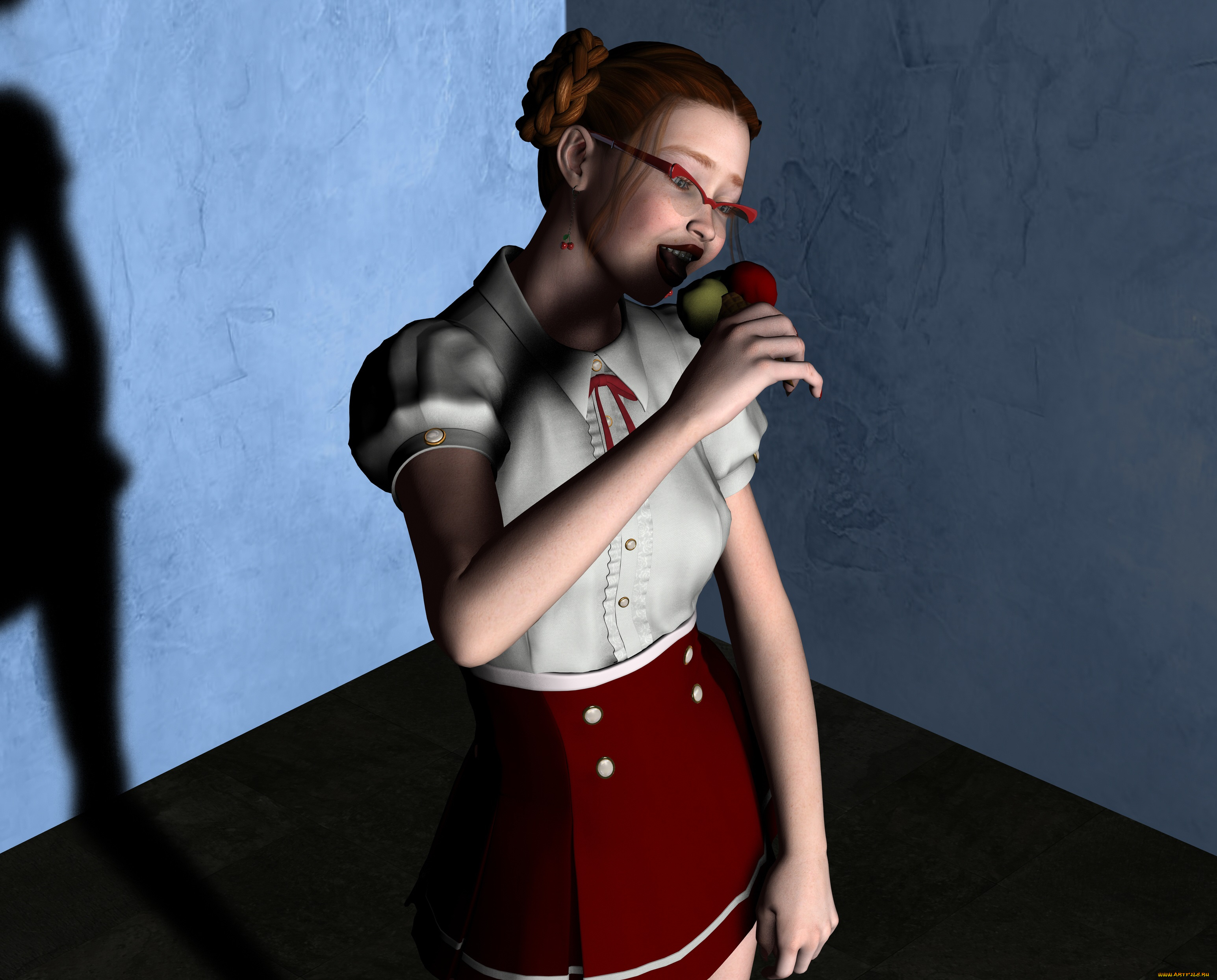 3д, графика, люди, , people, очки, взгляд, девушка