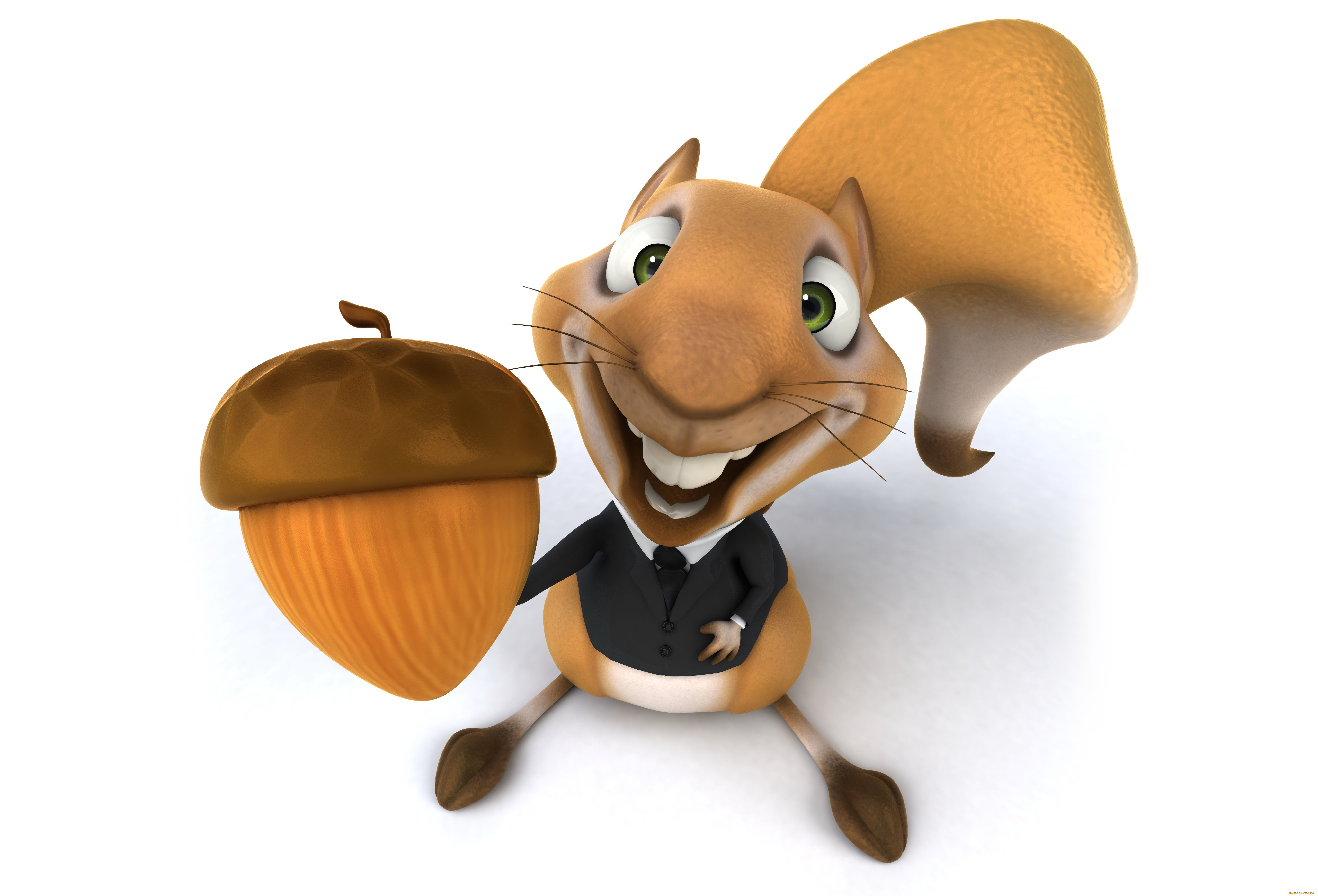 3д, графика, юмор, , humor, орех, костюм, белка, улыбка