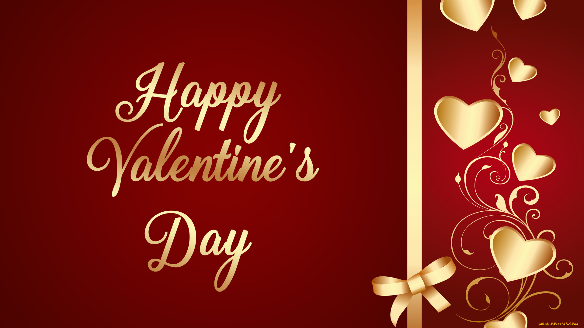 праздничные, день, святого, валентина, , сердечки, , любовь, romantic, валентинка, gradient, сердечки, любовь, golden, bow, hearts, love, luxury