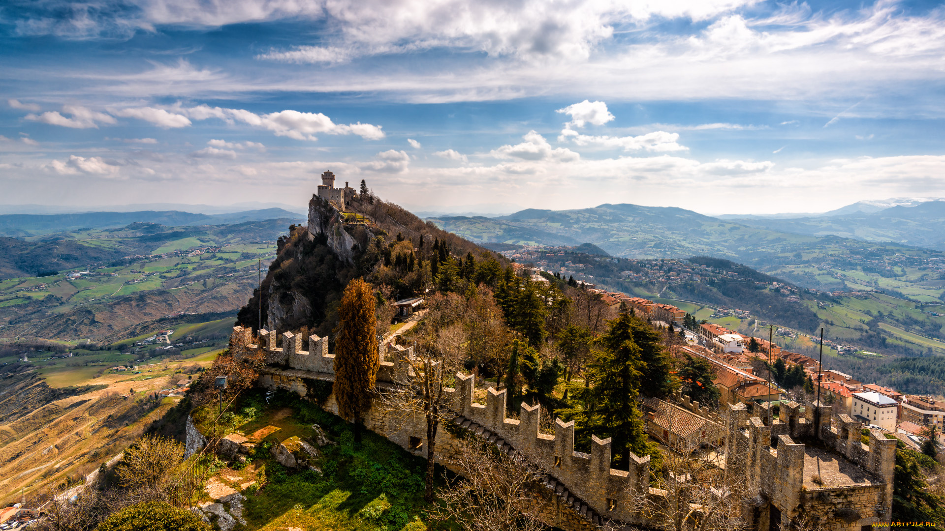 города, -, пейзажи, крепость, утес