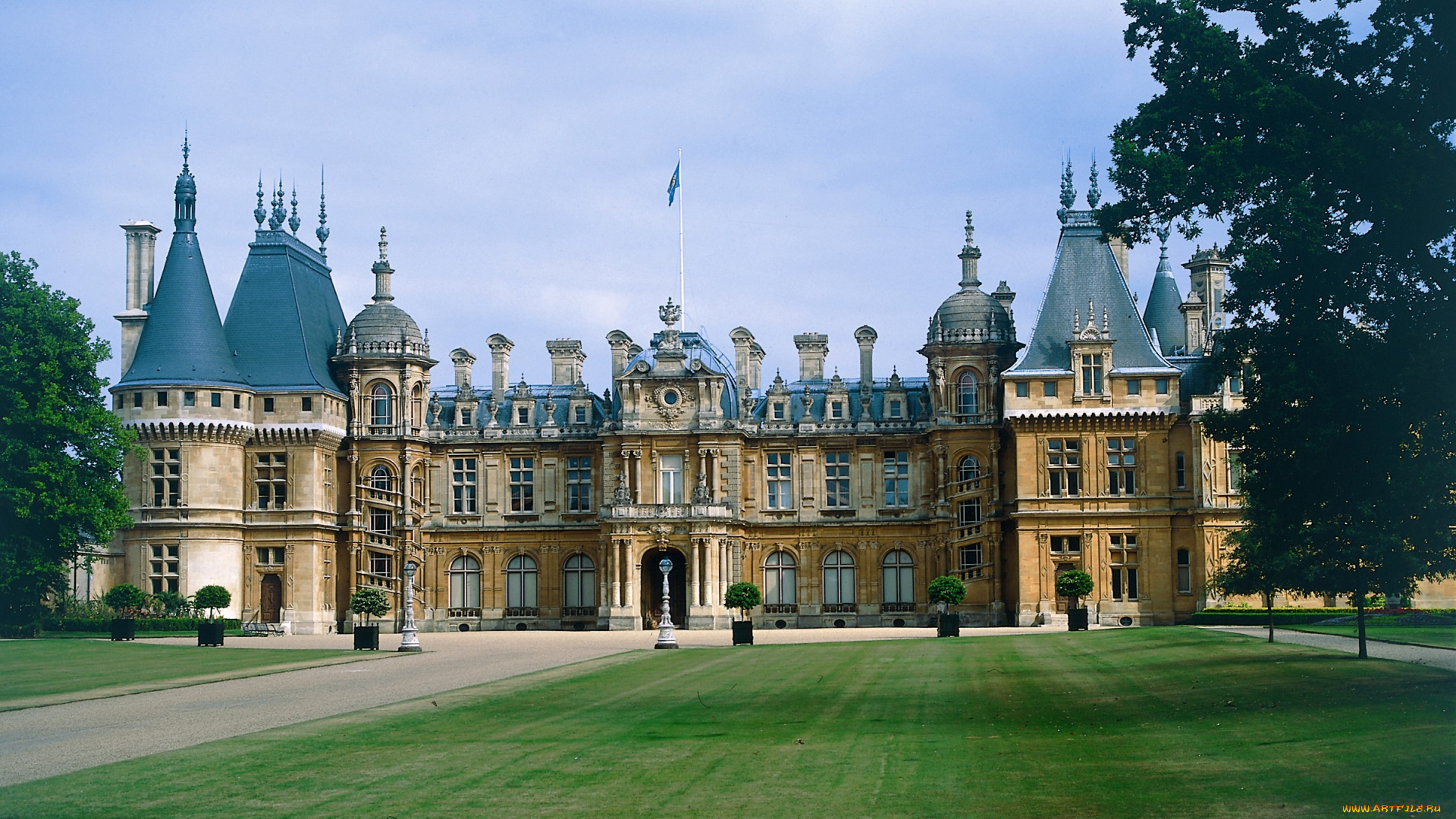 города, замки, англии, газон, дворец, woodstock, blenheim, palace, англия