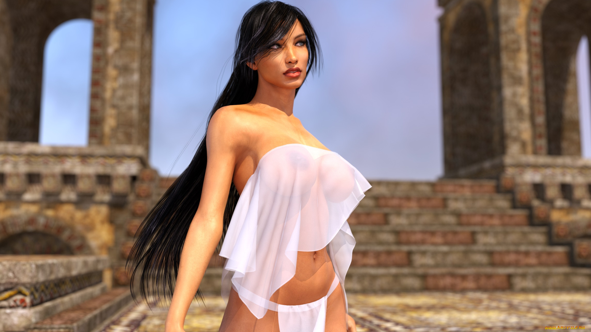 3д, графика, люди, , people, девушка, взгляд, фон