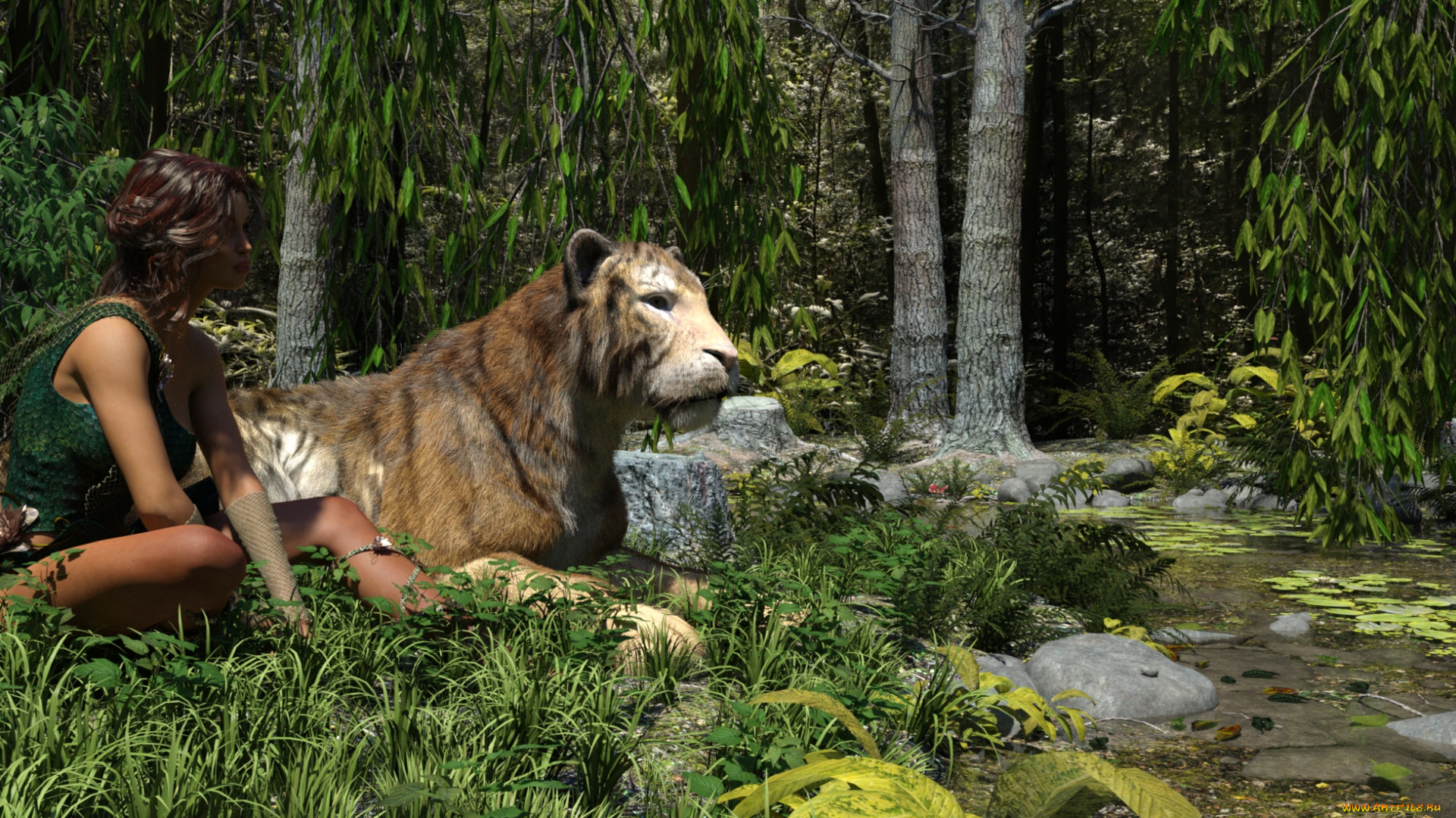 3д, графика, люди, и, животные, , people, and, animals, фон, взгляд, девушка