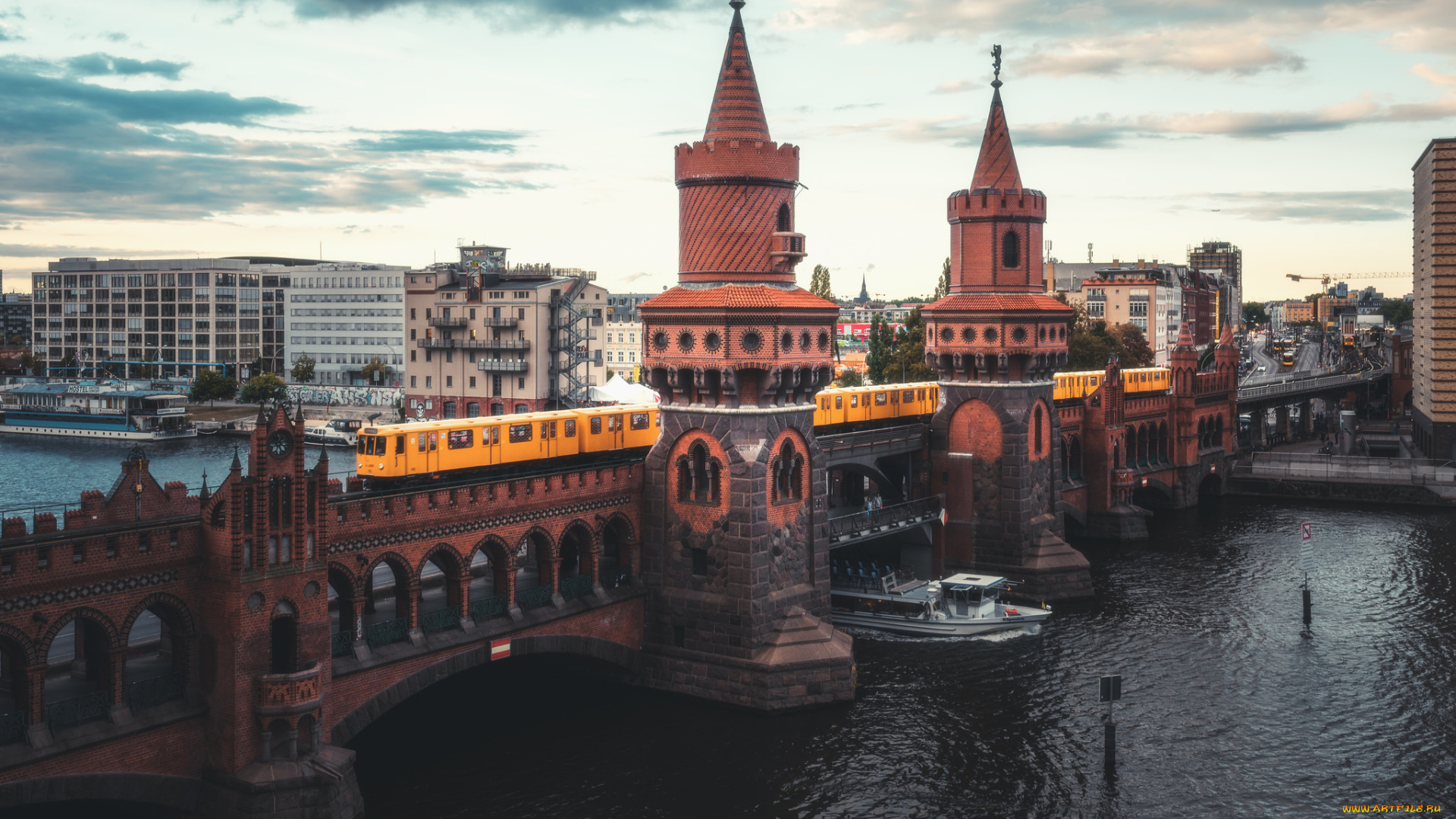 berlin, -, oberbaumbr&, 252, cke, города, берлин, , германия, мост, река