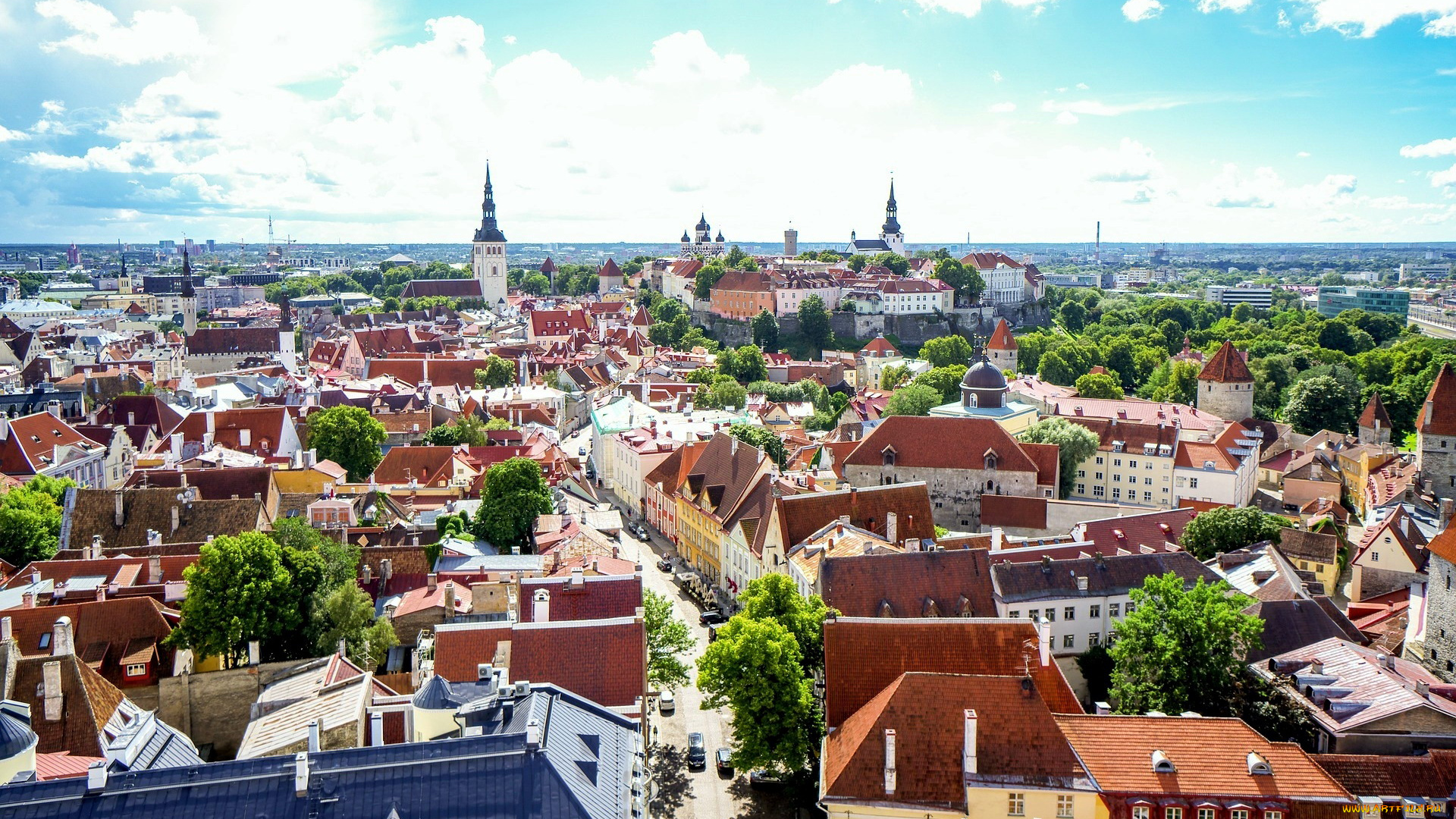 города, таллин, , эстония, панорама